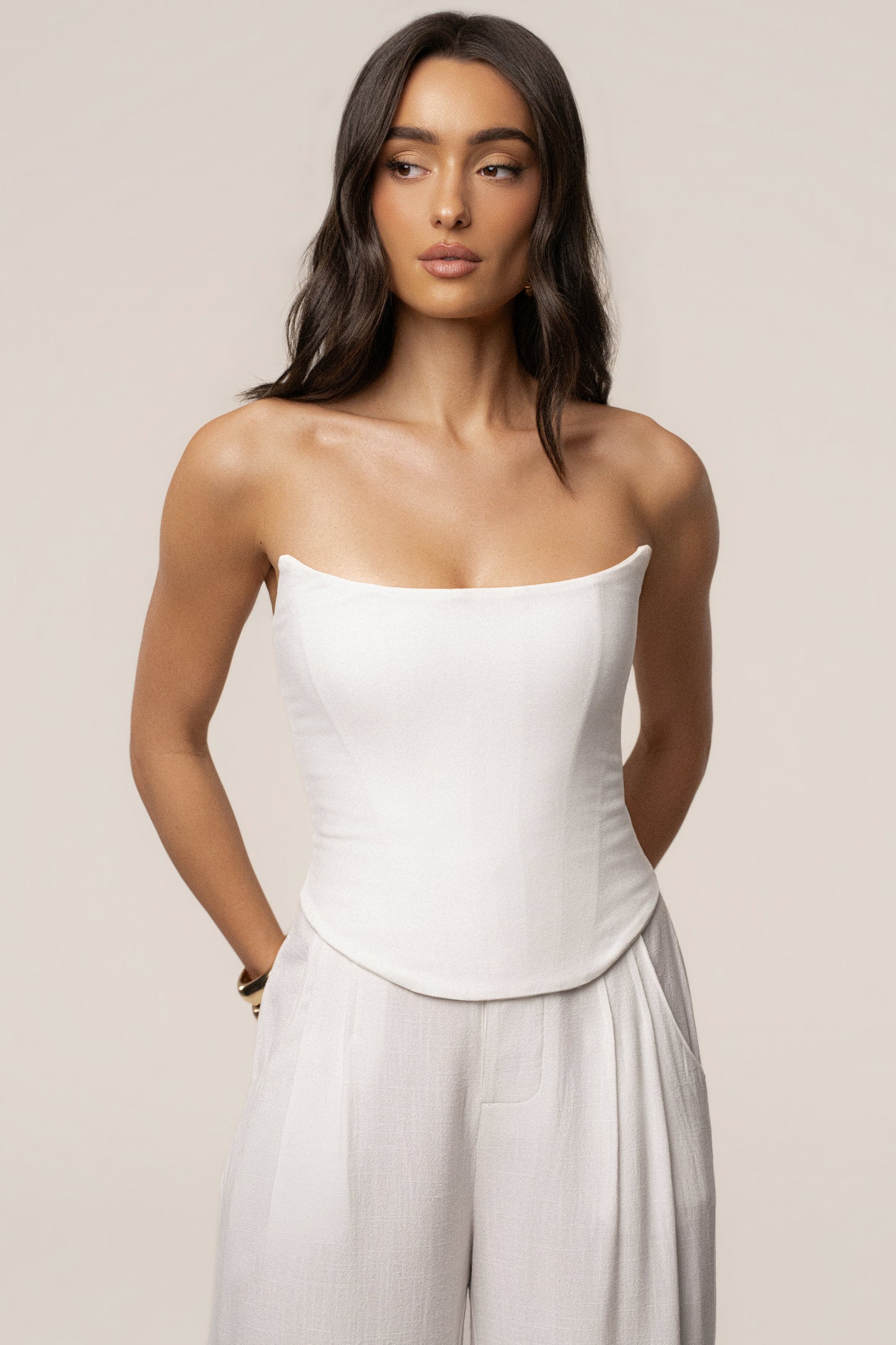 White Fenix Reversible Linen Corset JLUXLABEL