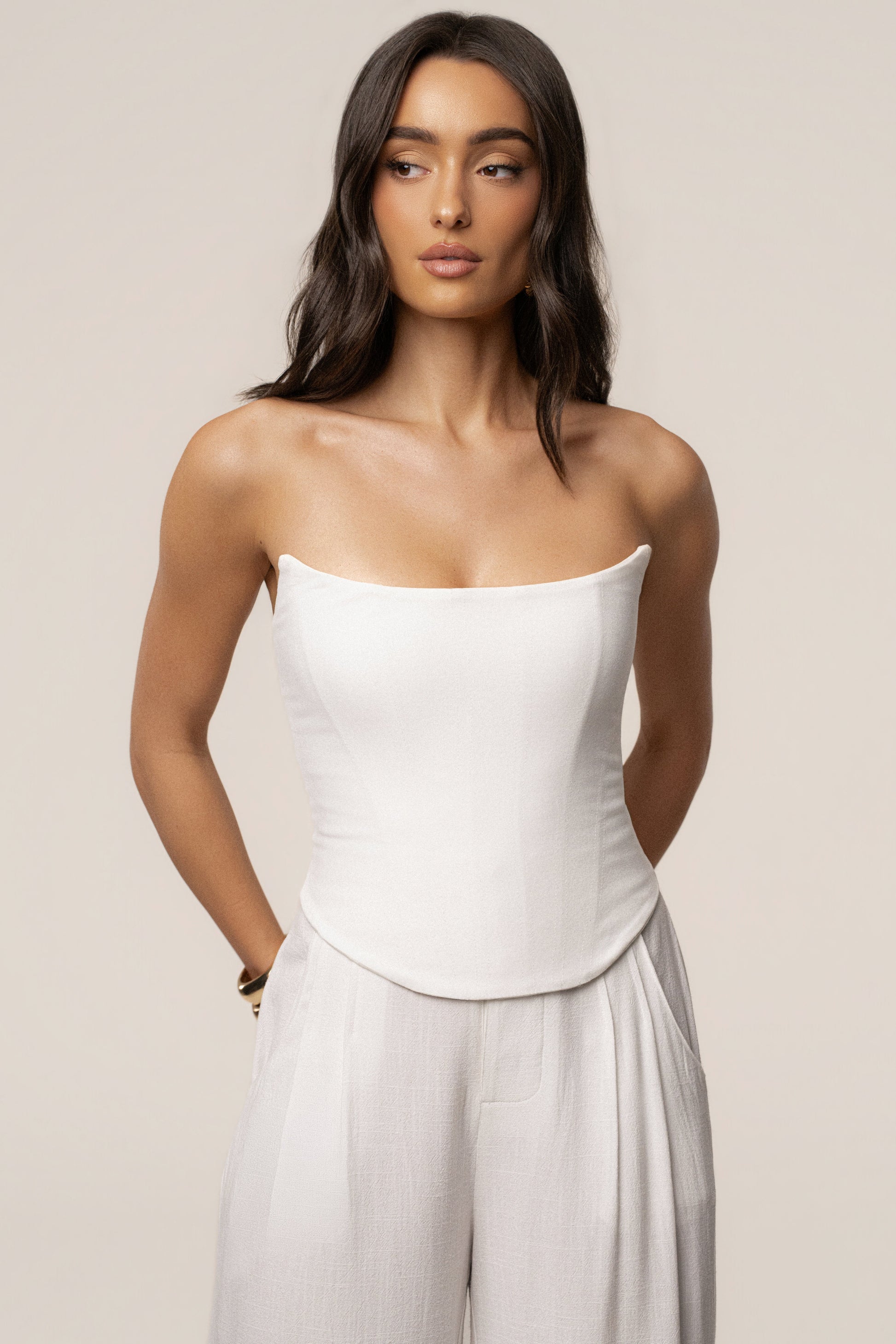 White Fenix Reversible Linen Corset JLUXLABEL