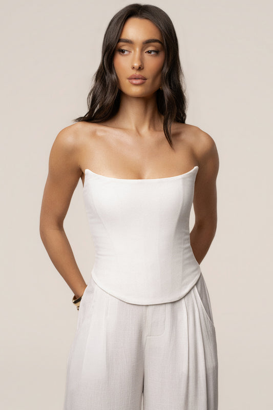 White Fenix Reversible Linen Corset JLUXLABEL