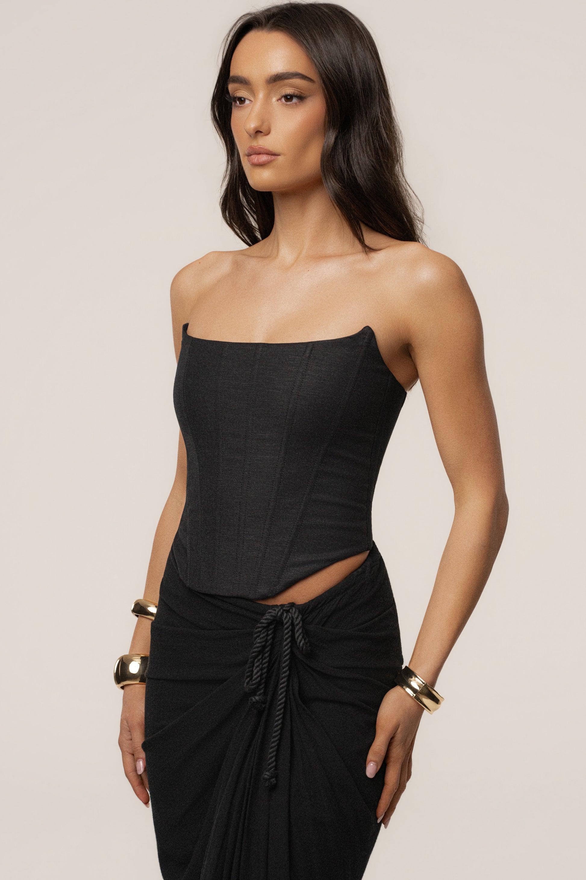 Black Fenix Reversible Linen Corset JLUXLABEL