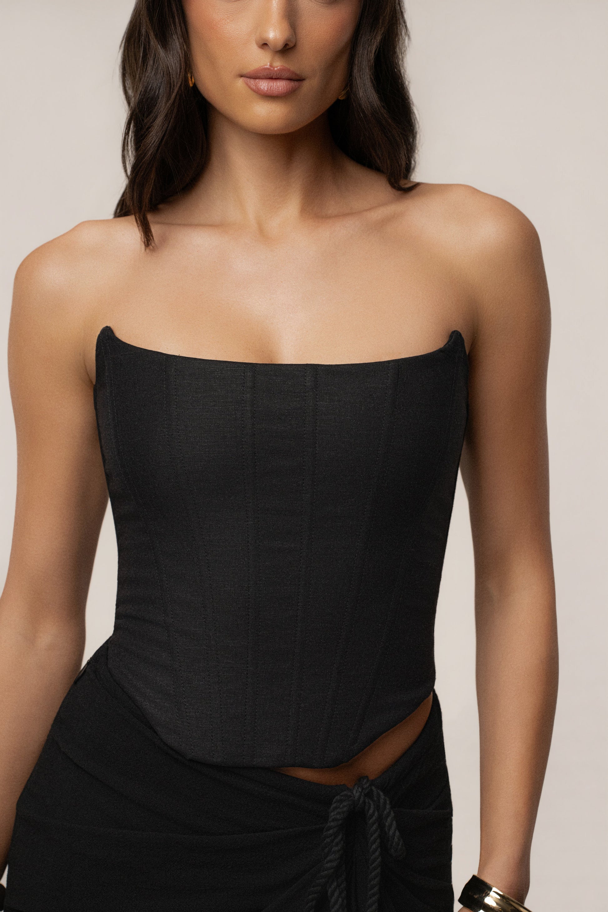 Black Fenix Reversible Linen Corset JLUXLABEL