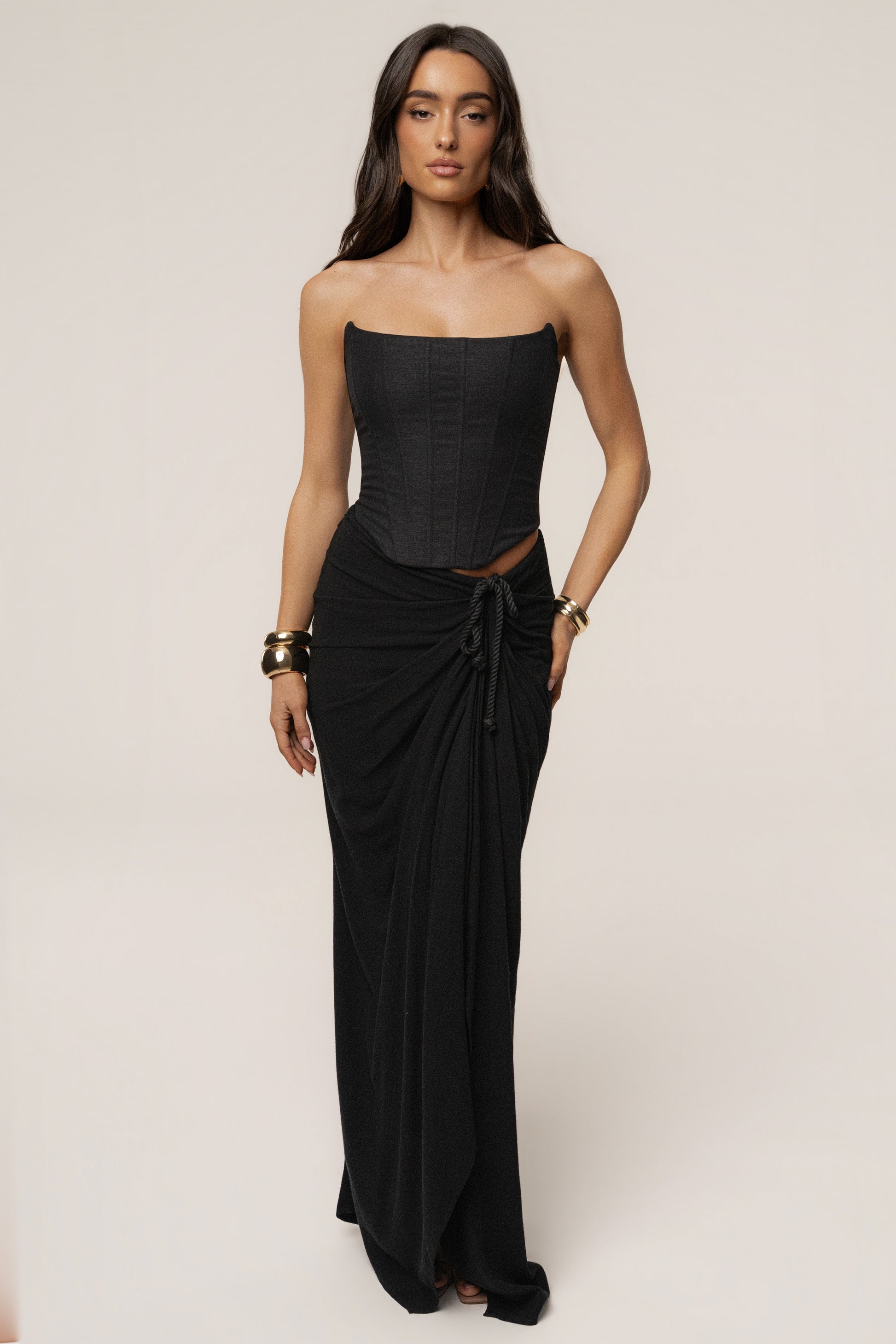 Black Fenix Reversible Linen Corset JLUXLABEL