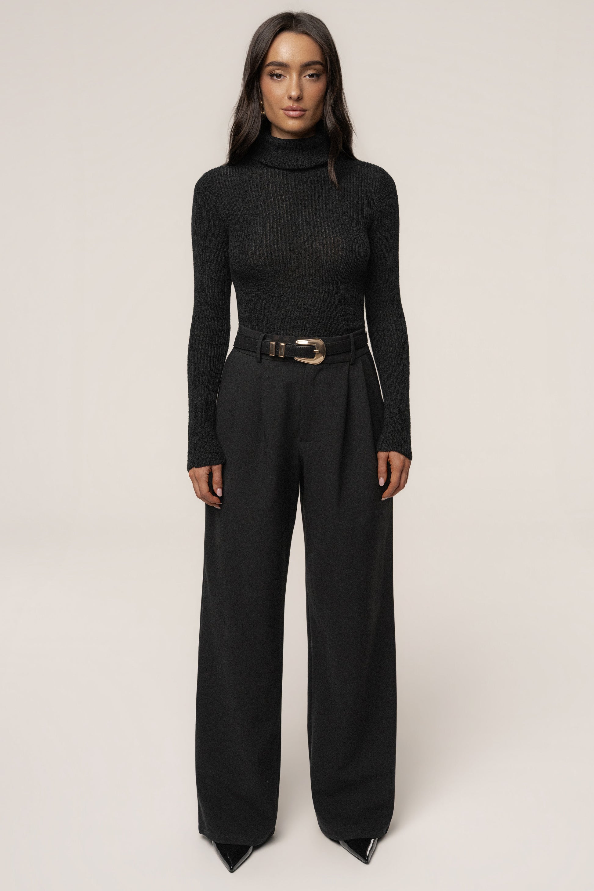 Black Carli Turtle Neck Top JLUXLABEL