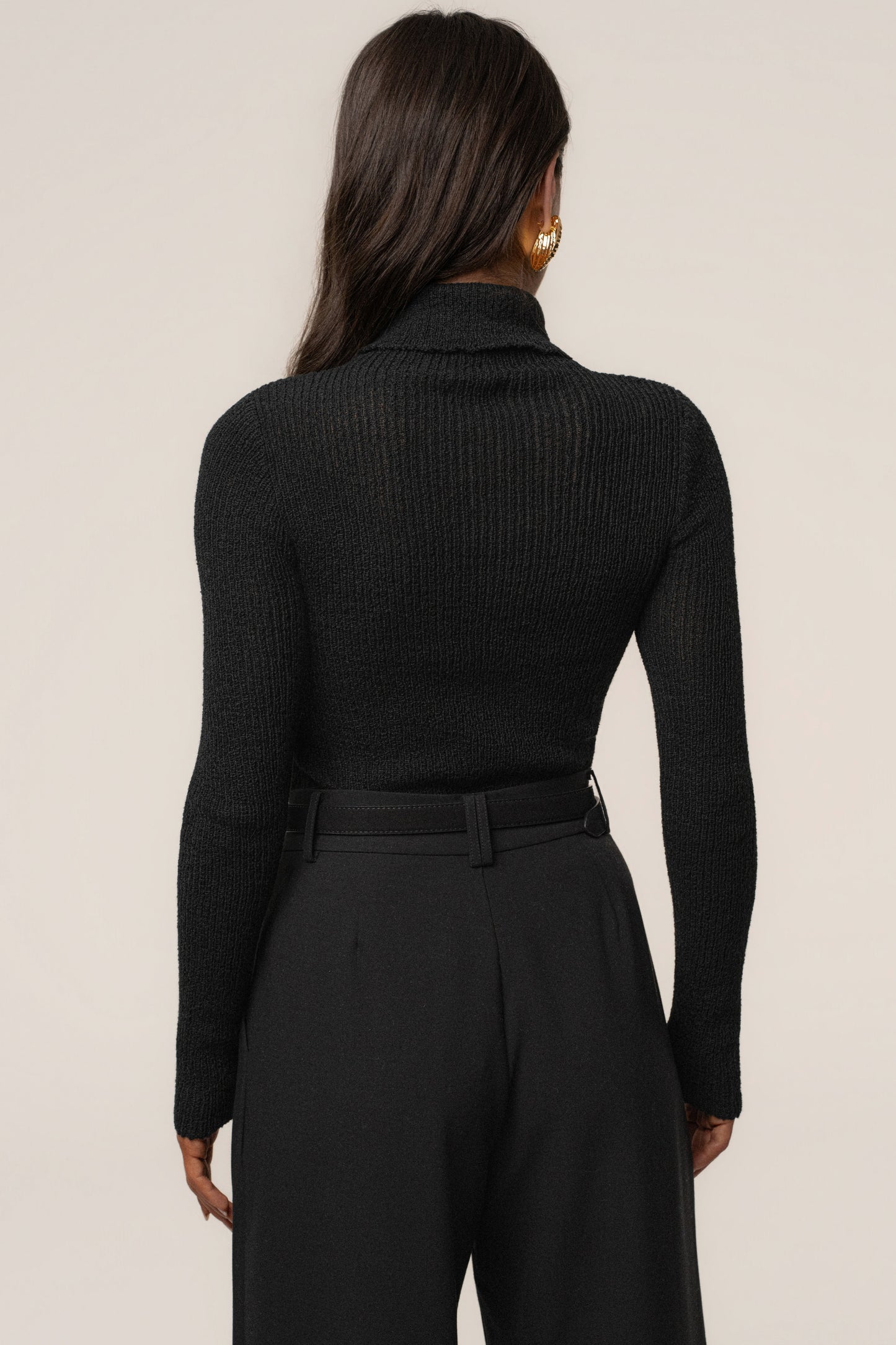 Black Carli Turtle Neck Top JLUXLABEL