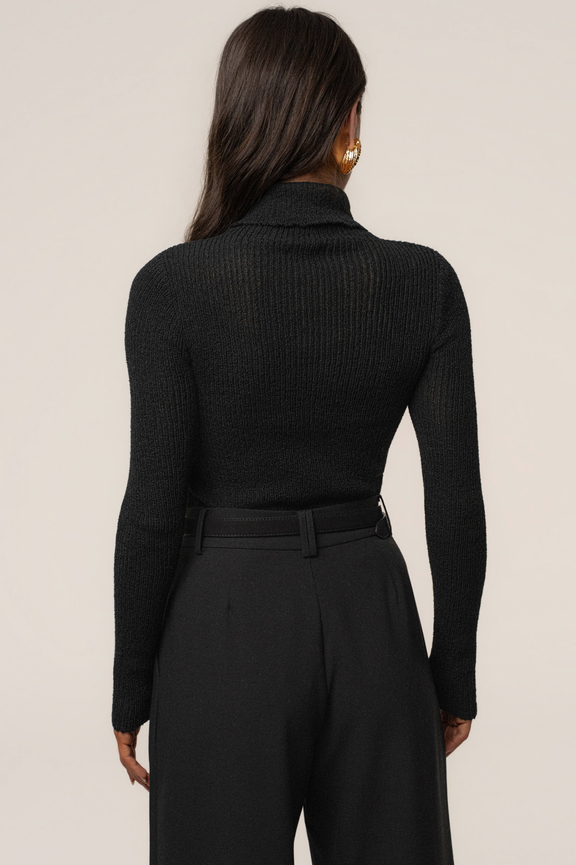 Black Carli Turtle Neck Top JLUXLABEL
