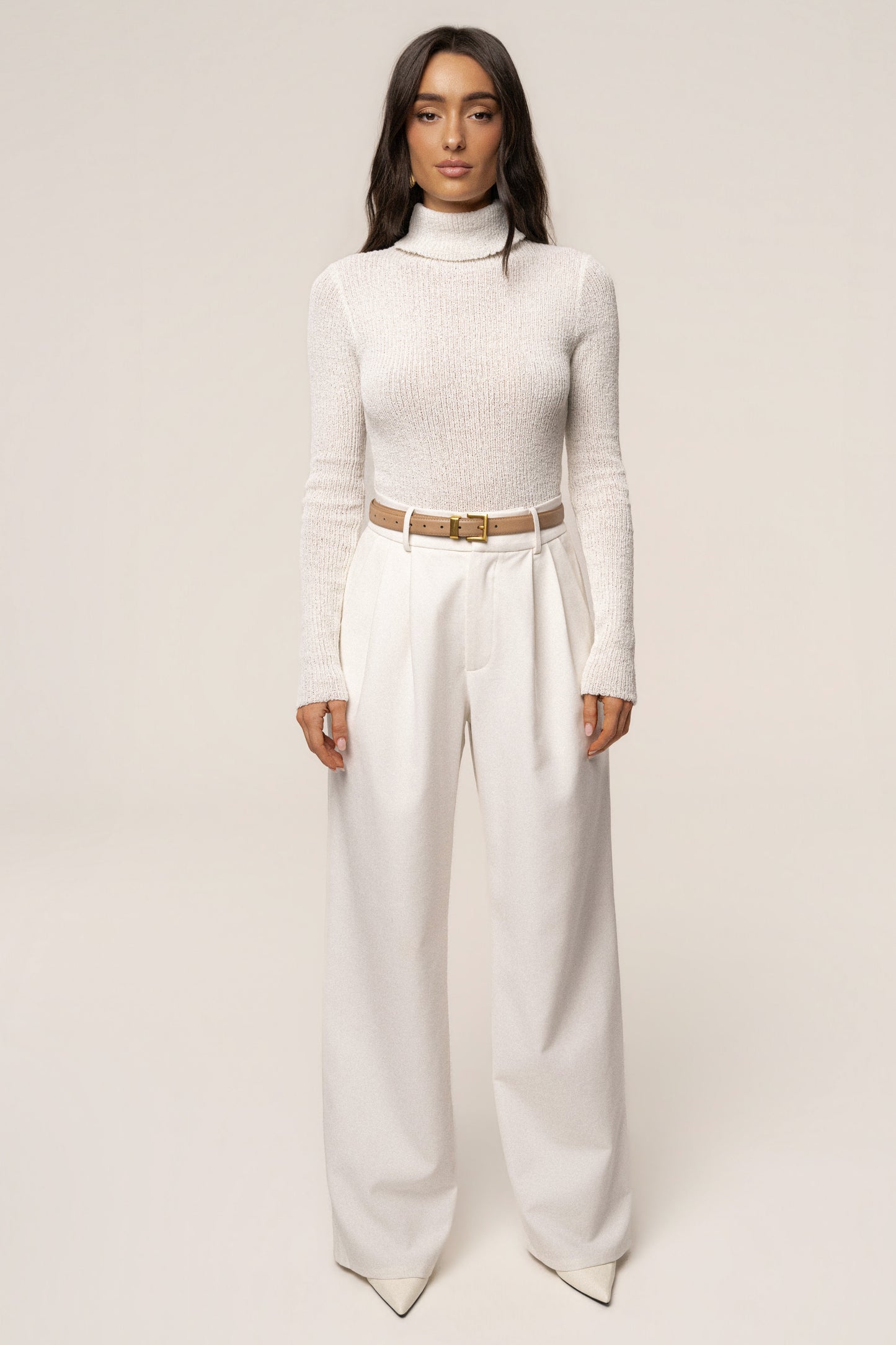White Carli Turtle Neck Top JLUXLABEL