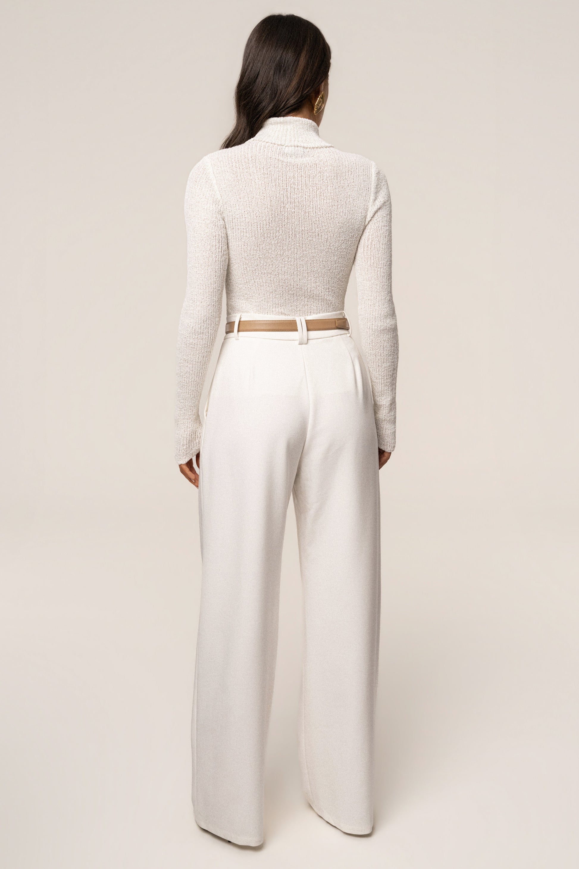 White Carli Turtle Neck Top JLUXLABEL