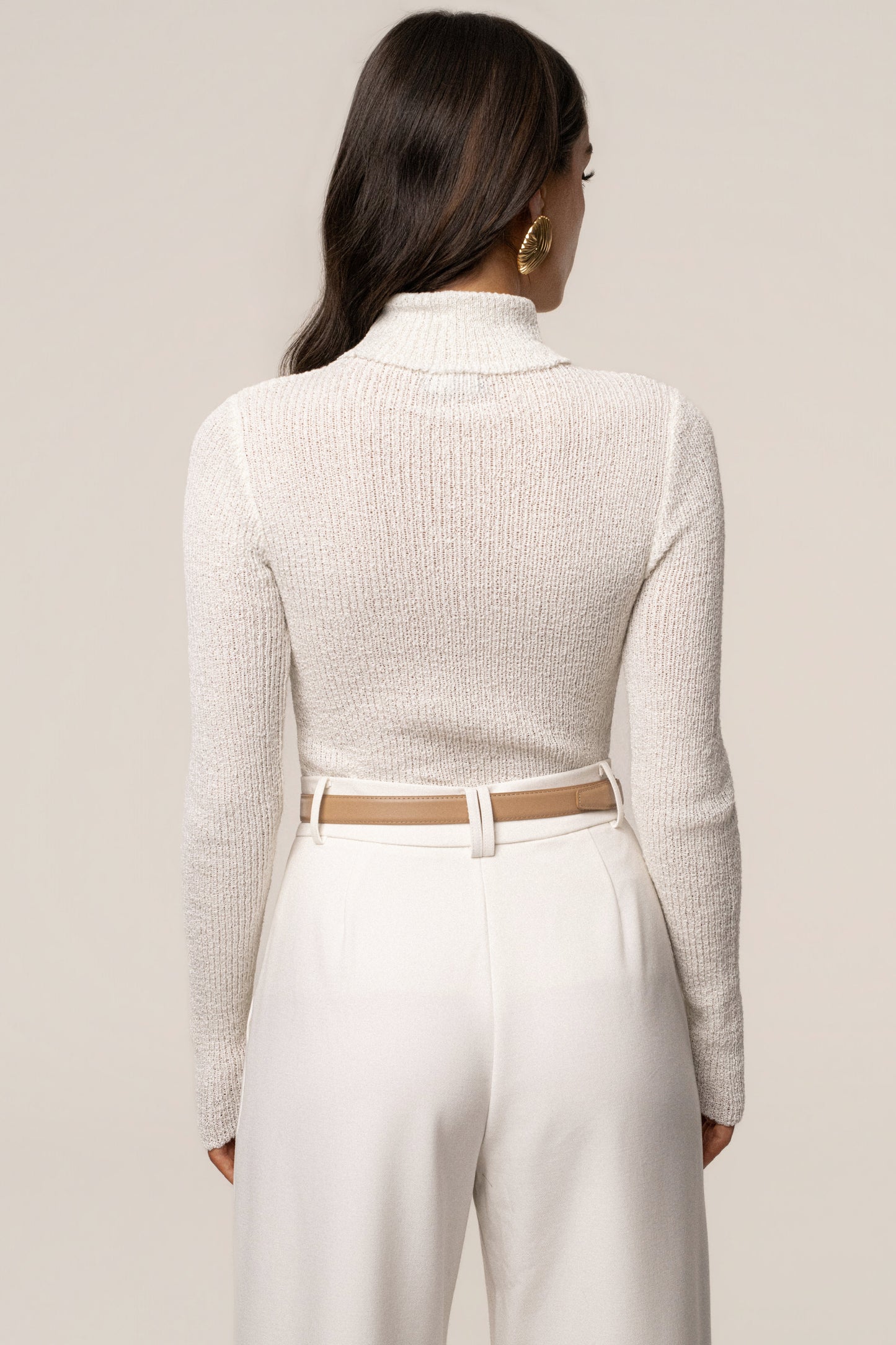White Carli Turtle Neck Top JLUXLABEL