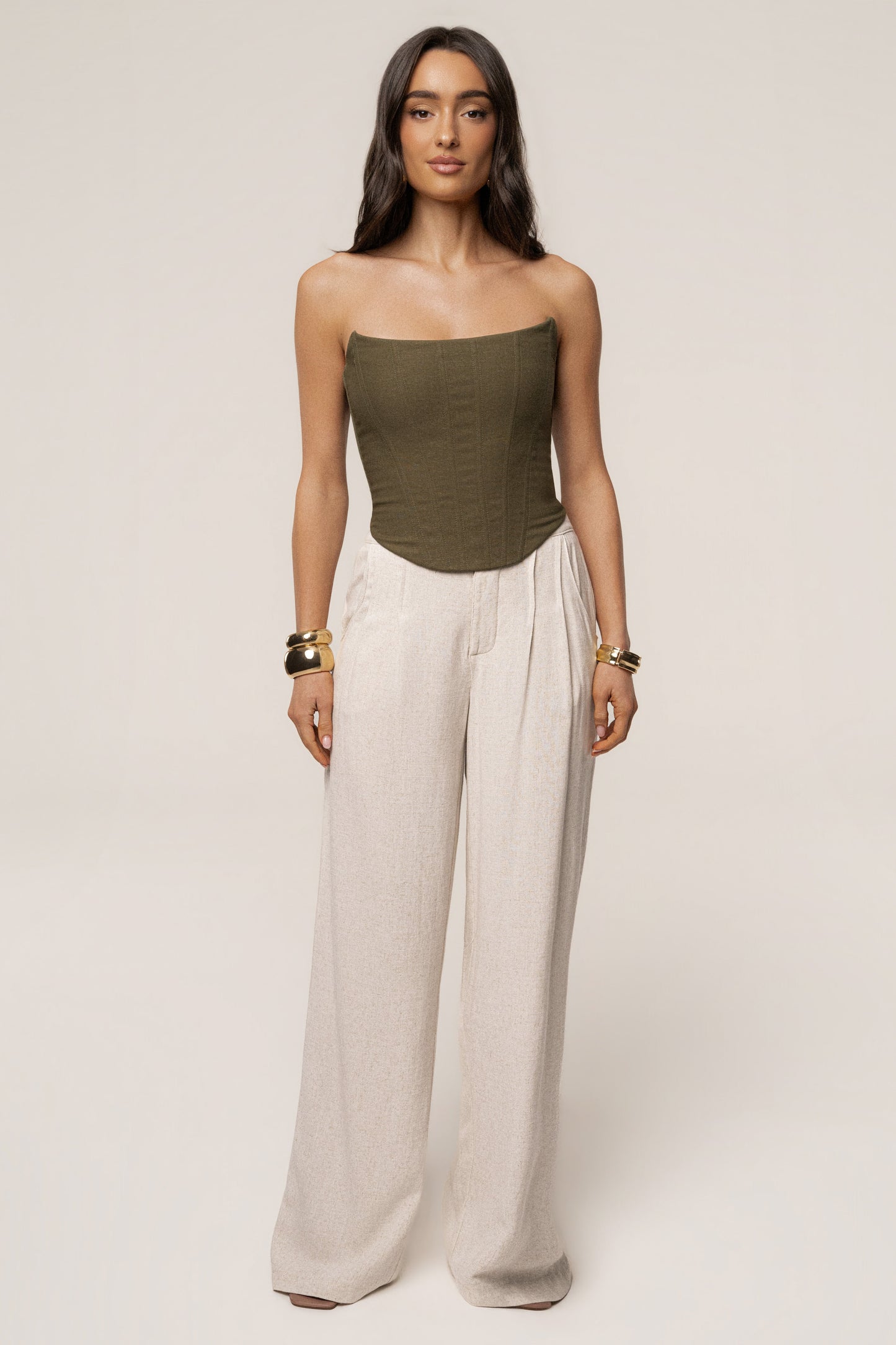 Olive Fenix Reversible Linen Corset JLUXLABEL