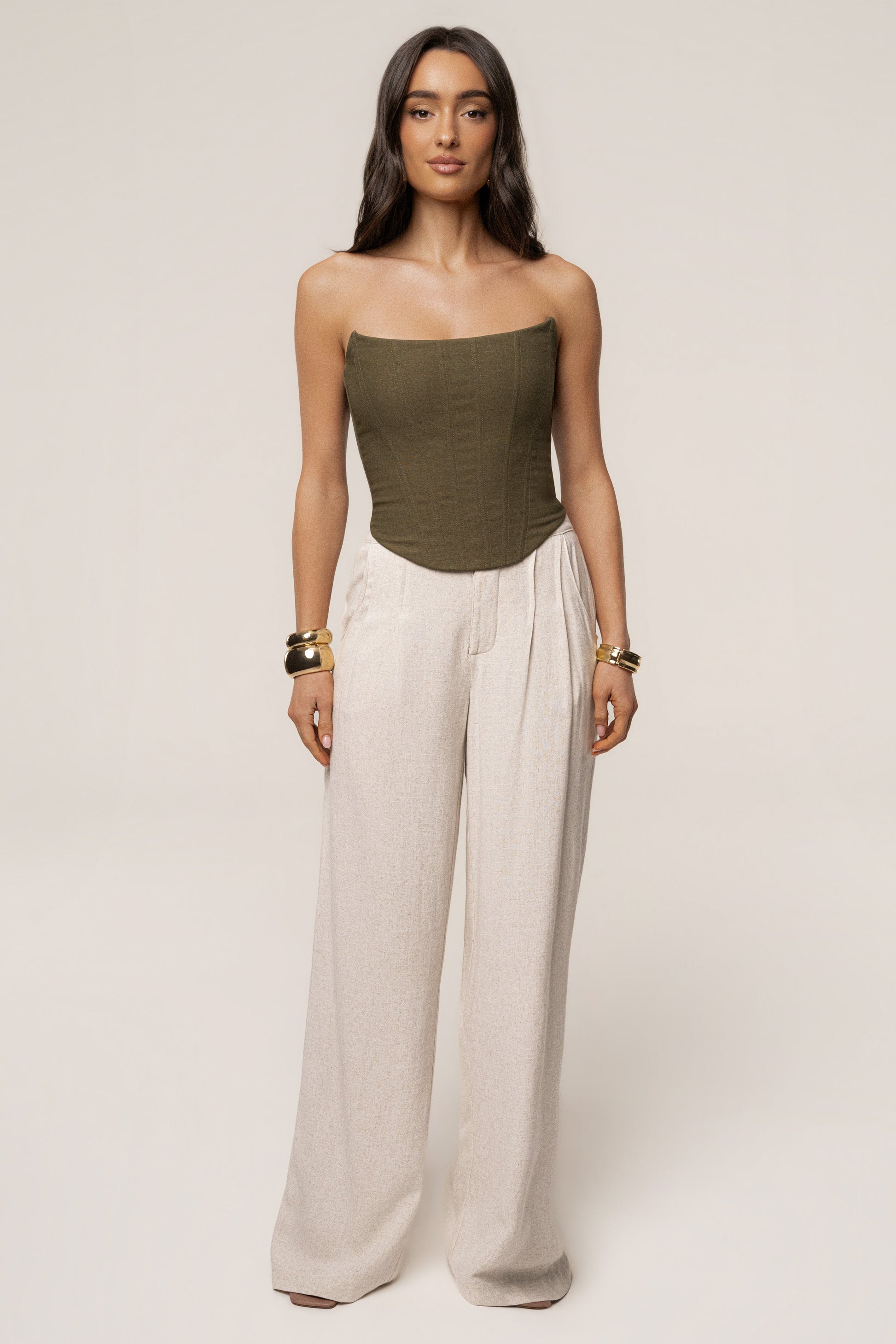Olive Fenix Reversible Linen Corset JLUXLABEL