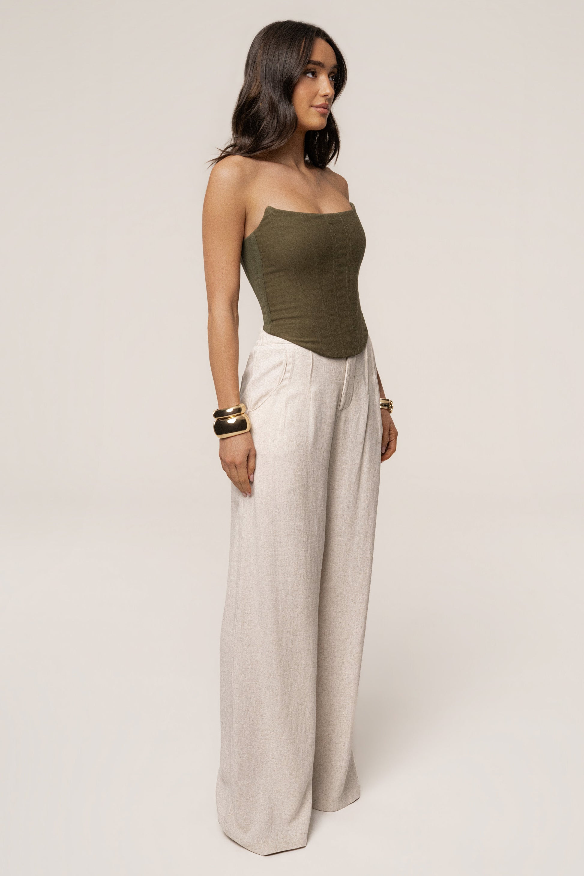 Olive Fenix Reversible Linen Corset JLUXLABEL
