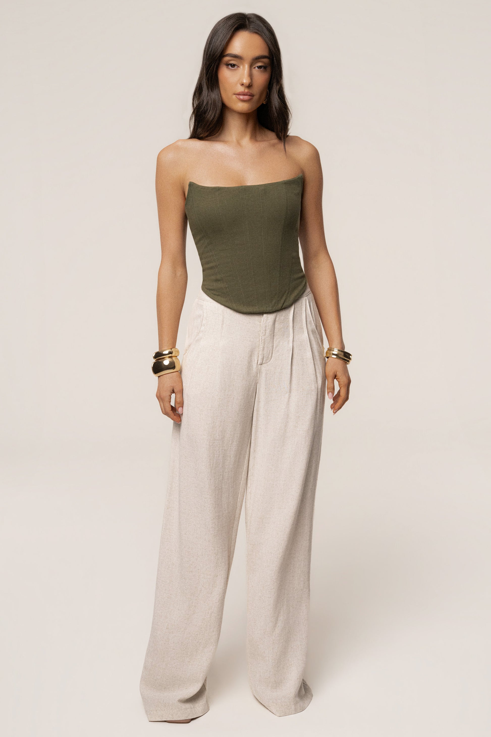 Olive Fenix Reversible Linen Corset JLUXLABEL