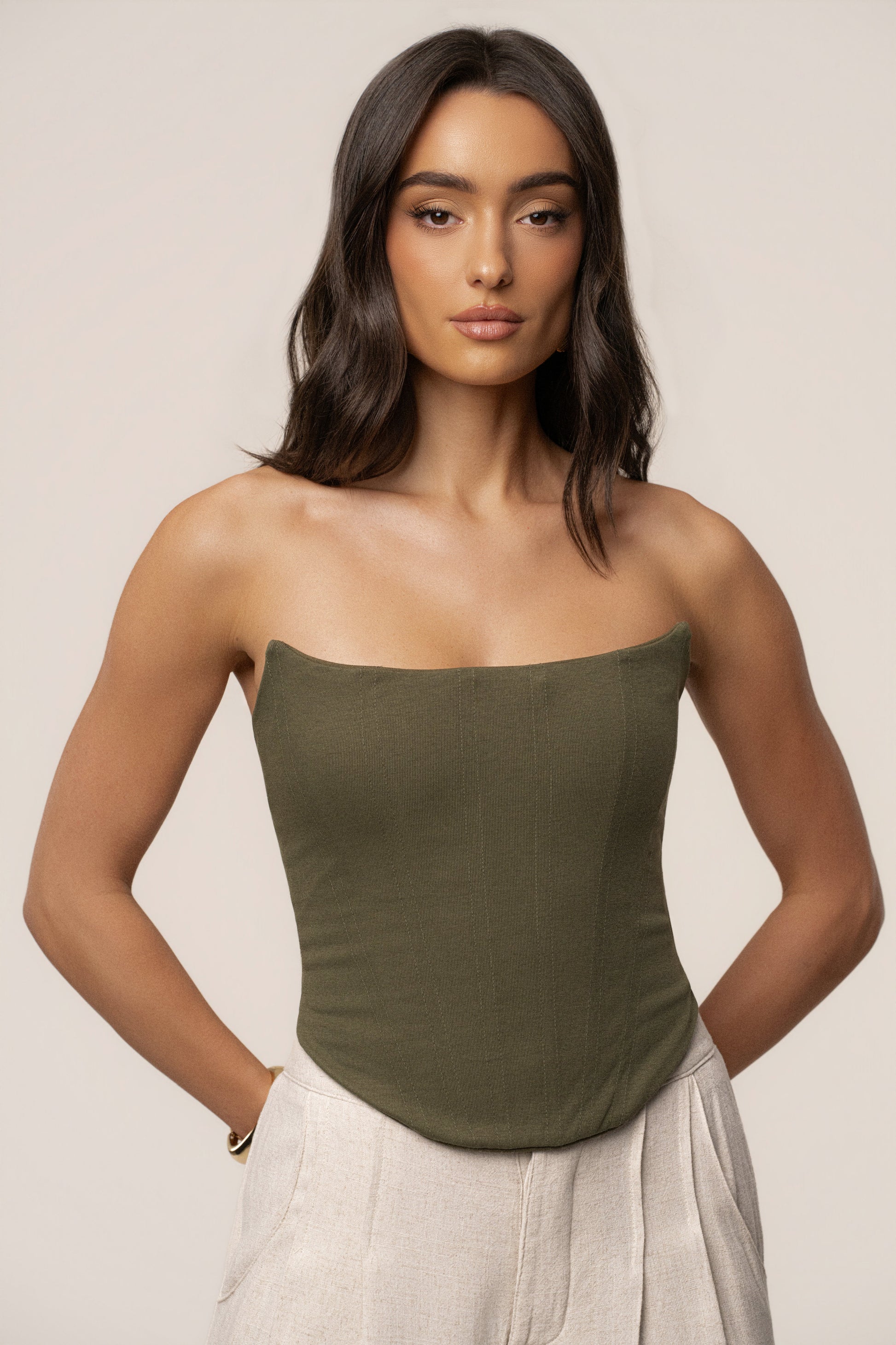 Olive Fenix Reversible Linen Corset JLUXLABEL