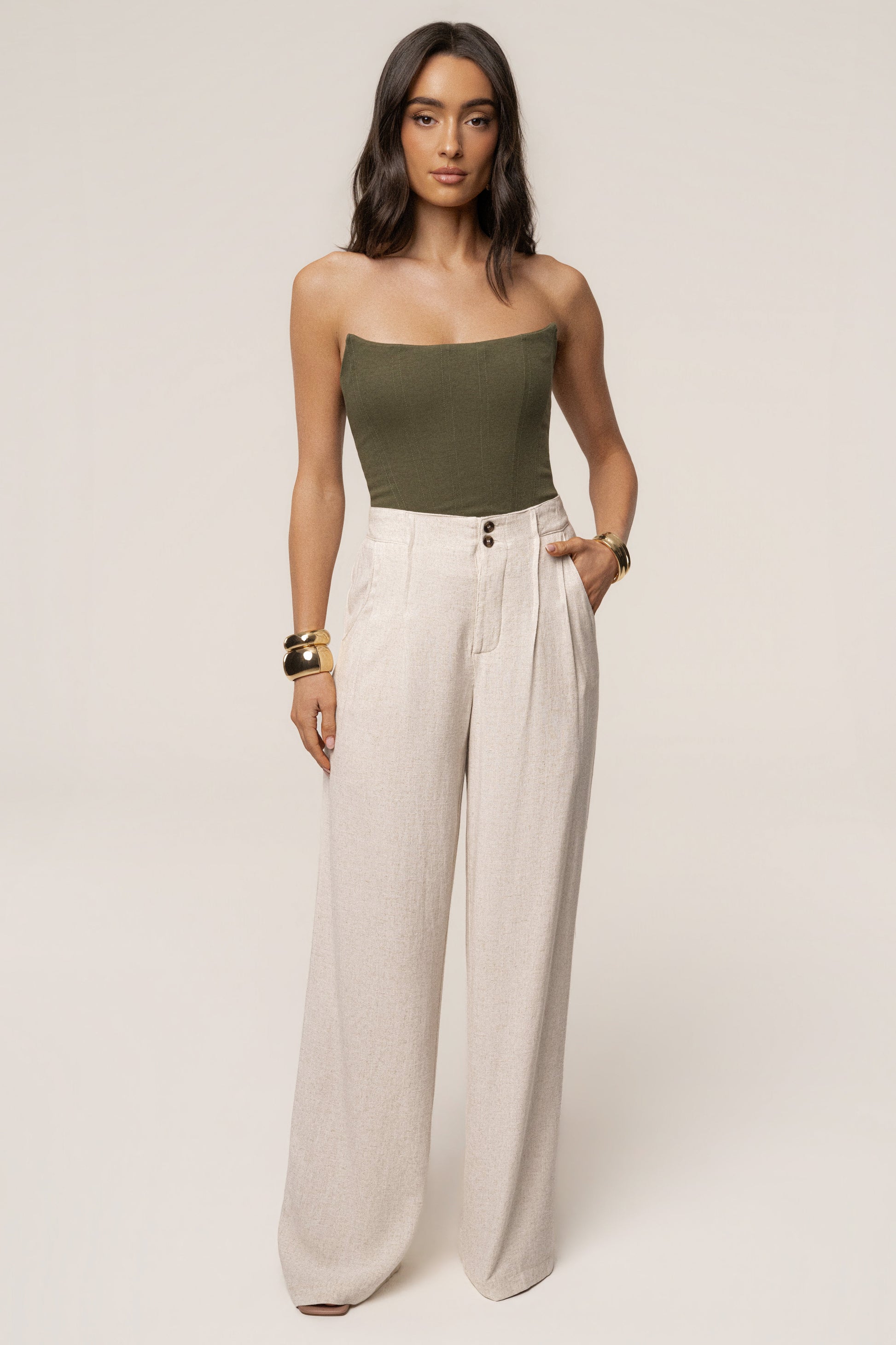 Olive Fenix Reversible Linen Corset JLUXLABEL