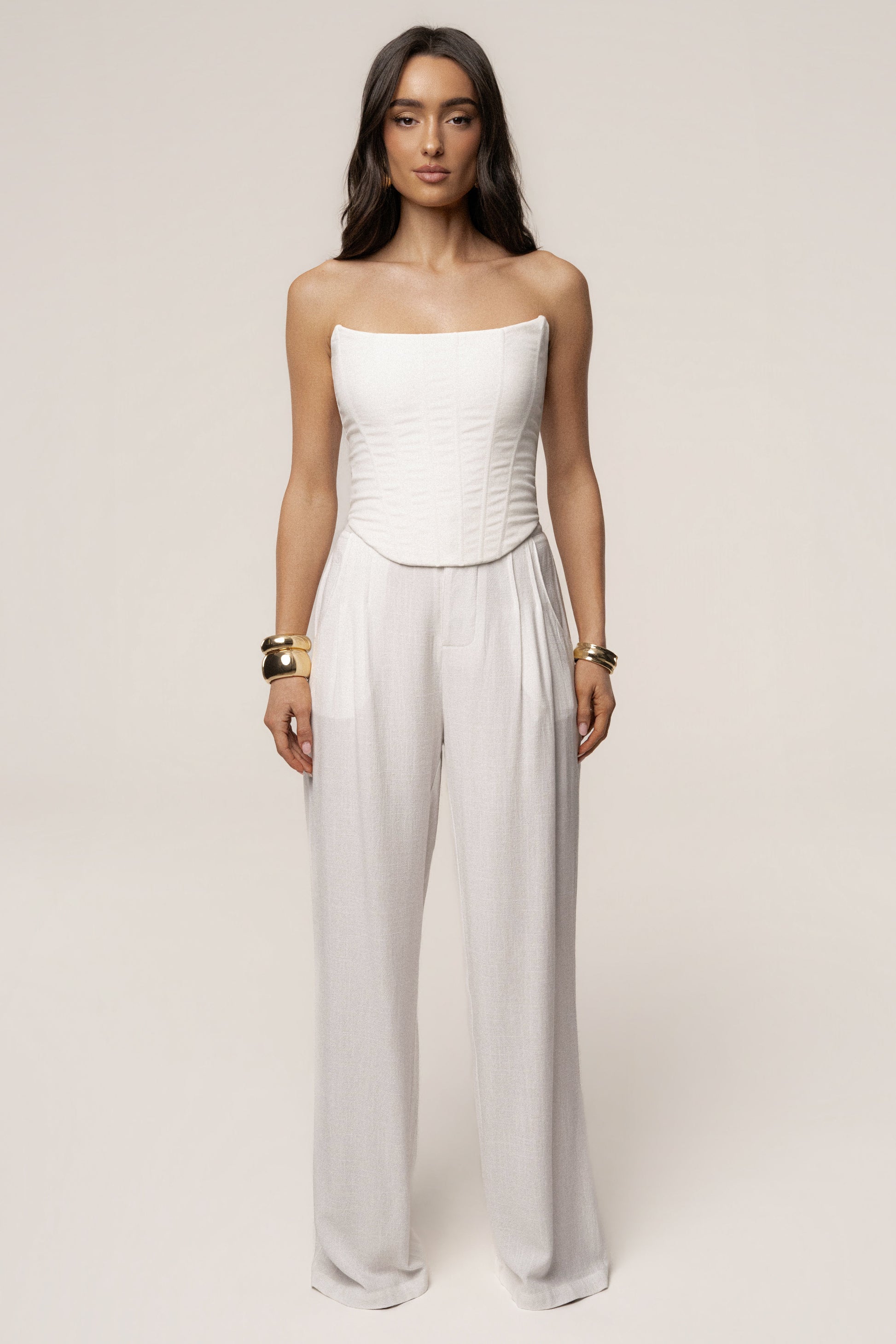 White Fenix Reversible Linen Corset JLUXLABEL