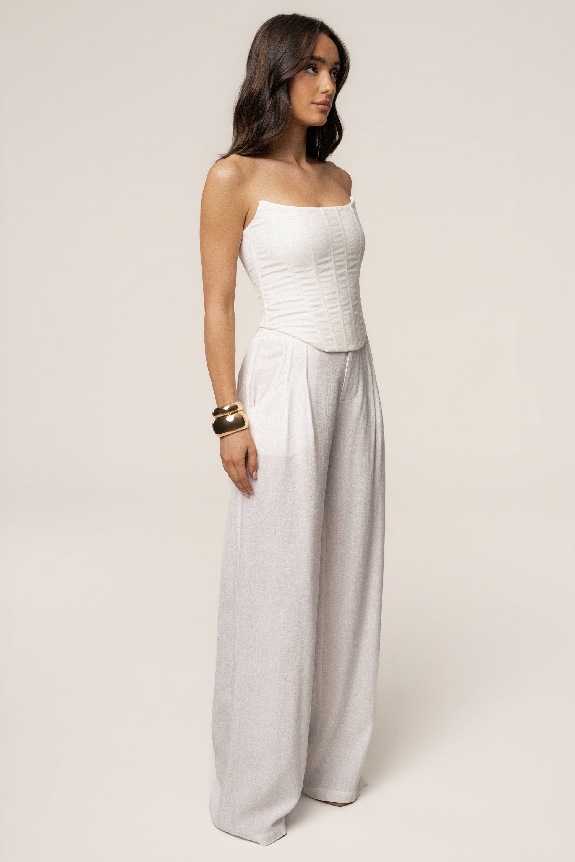 White Fenix Reversible Linen Corset JLUXLABEL