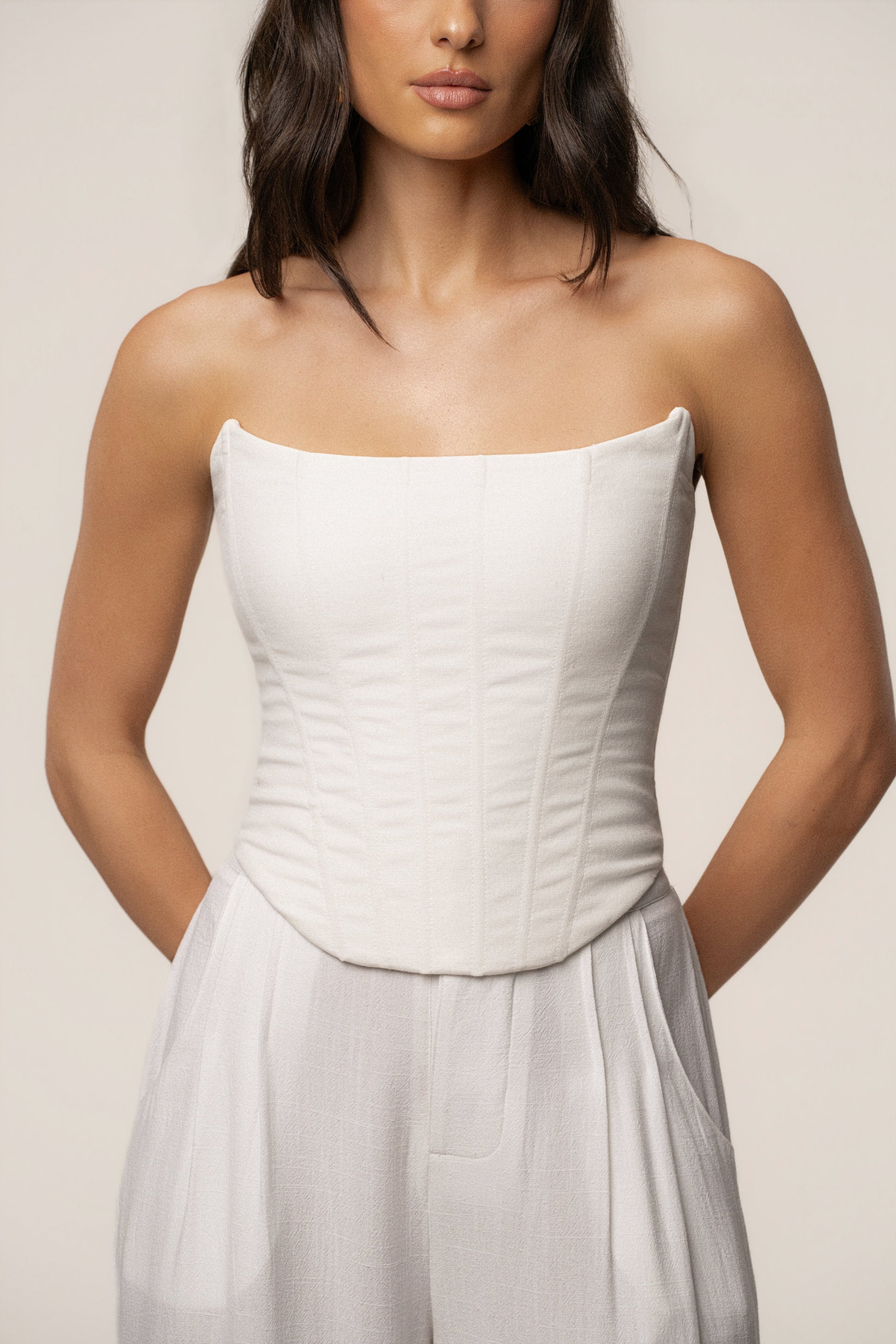 White Fenix Reversible Linen Corset JLUXLABEL