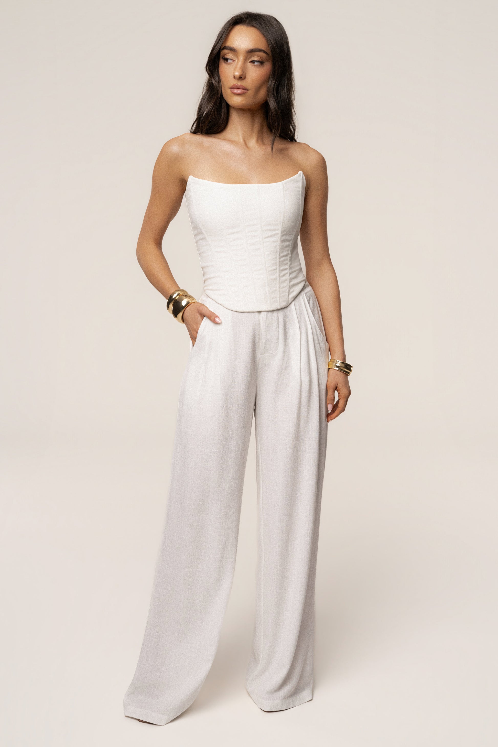 White Fenix Reversible Linen Corset JLUXLABEL