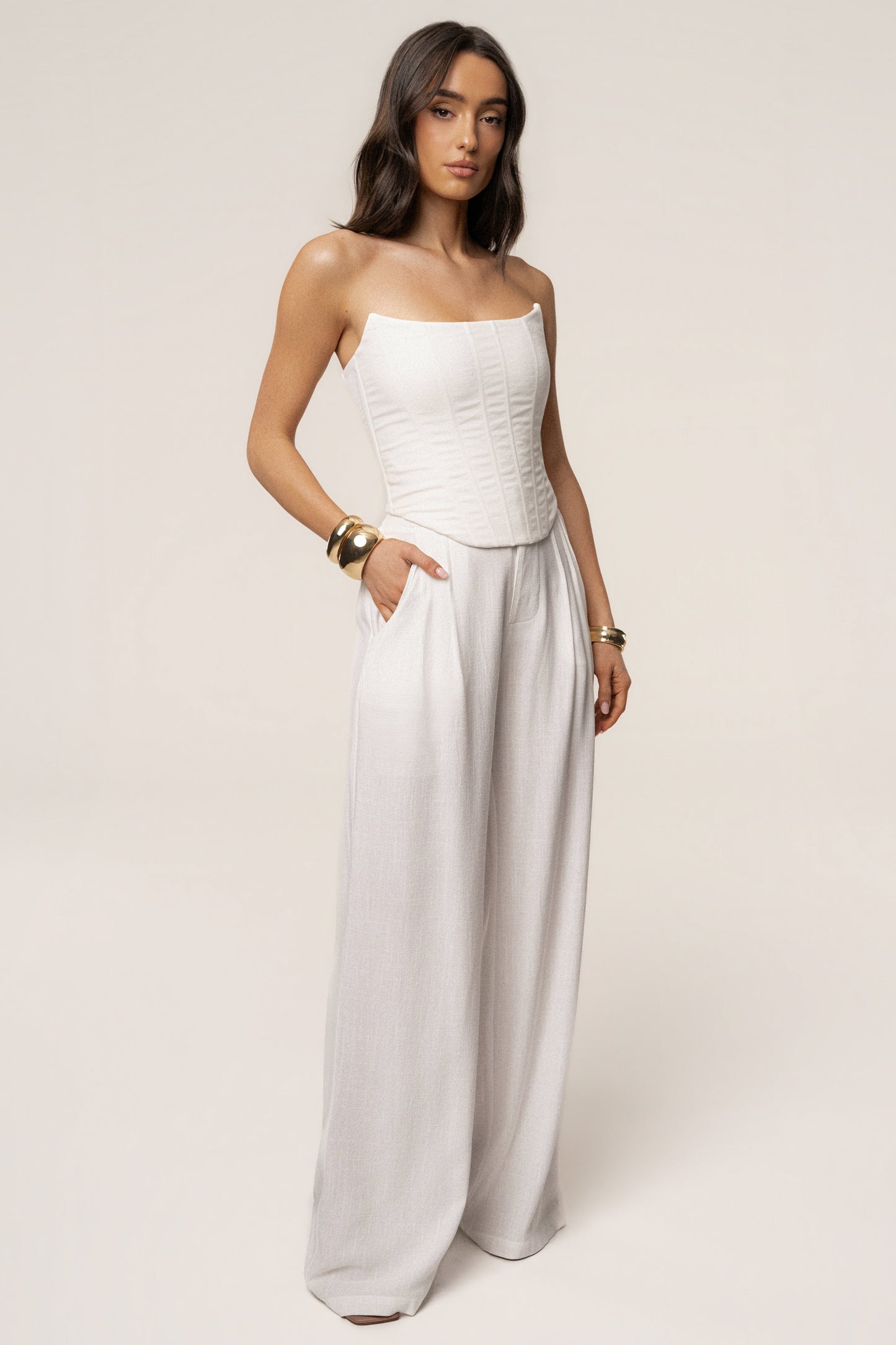 White Fenix Reversible Linen Corset JLUXLABEL