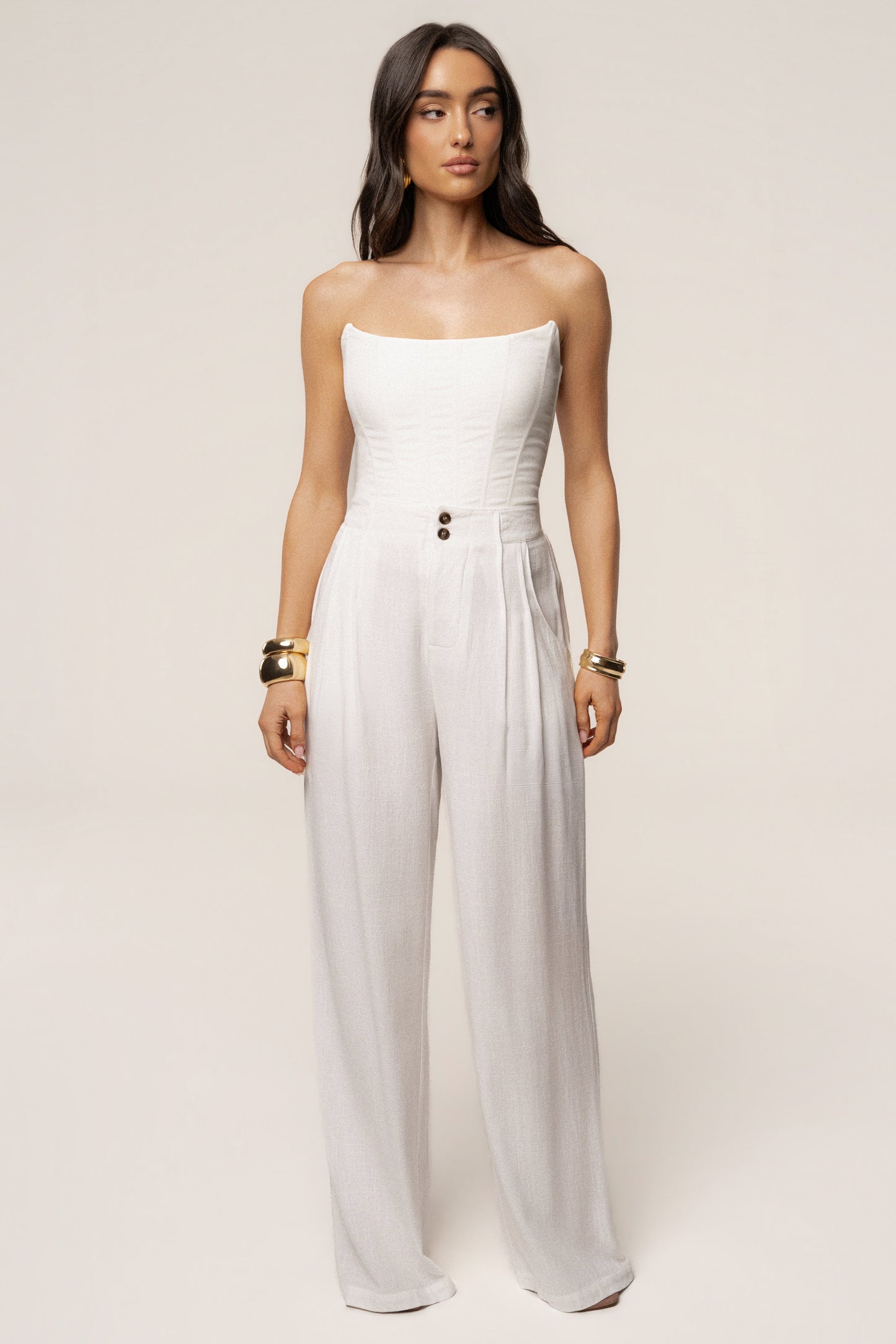 White Fenix Reversible Linen Corset JLUXLABEL