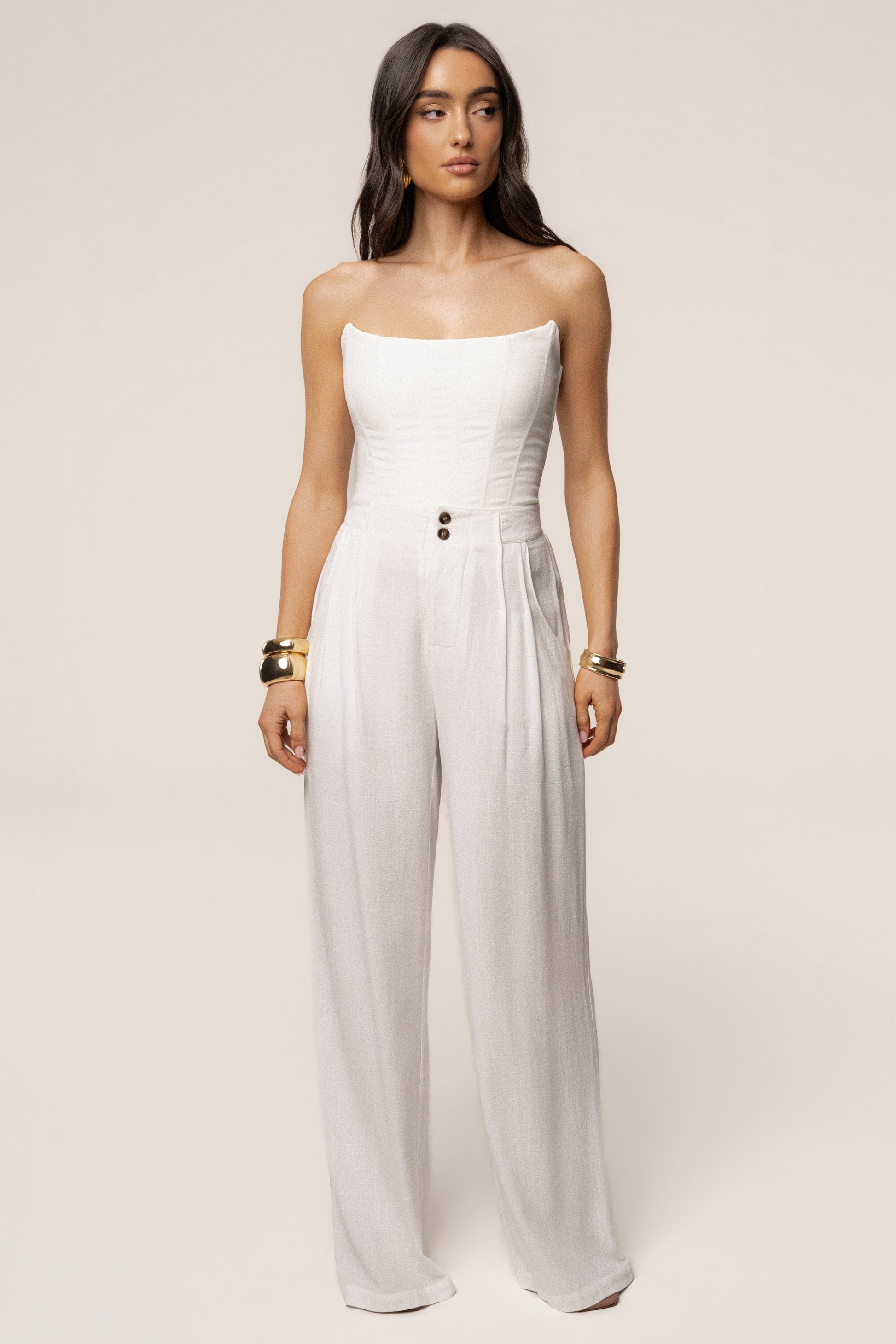 White Fenix Reversible Linen Corset JLUXLABEL