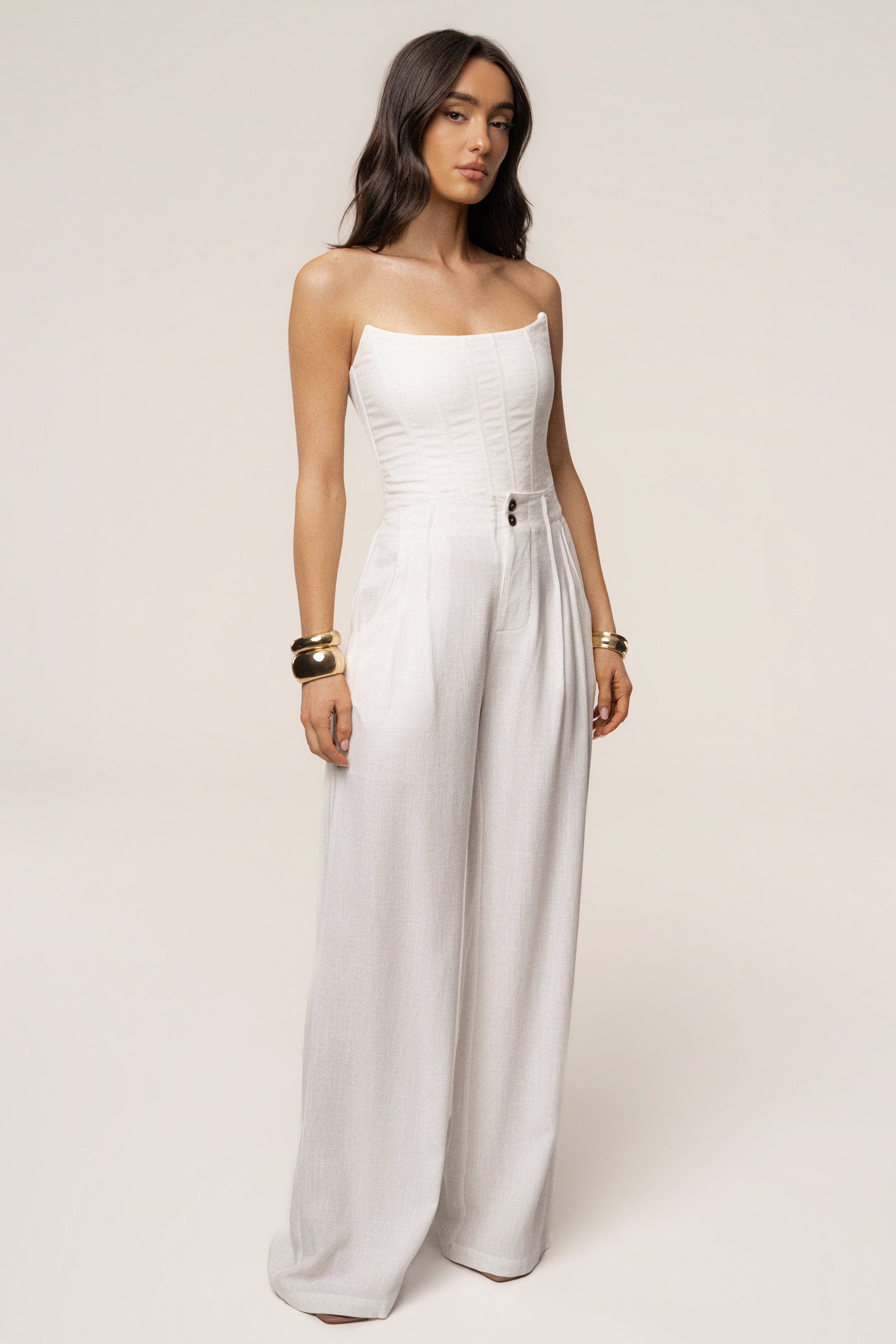 White Fenix Reversible Linen Corset JLUXLABEL