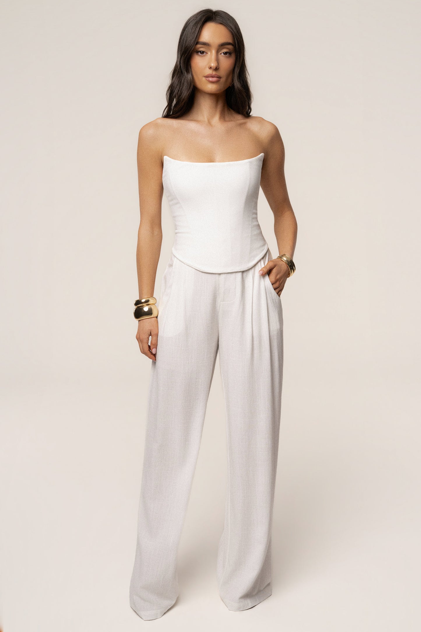 White Fenix Reversible Linen Corset JLUXLABEL
