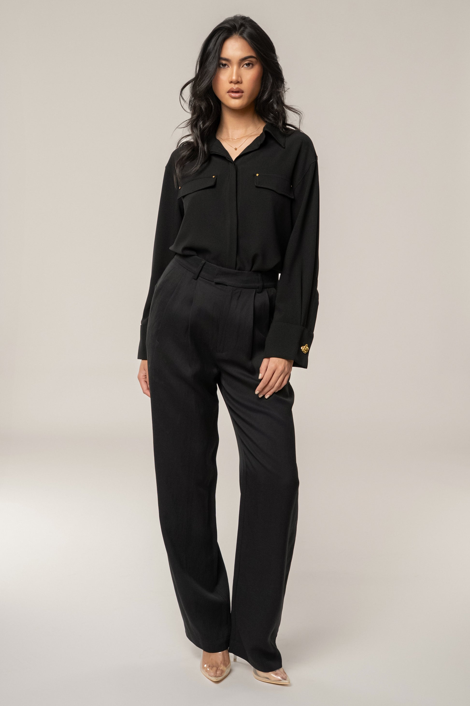 Black Axel Pleated Trouser JLUXLABEL