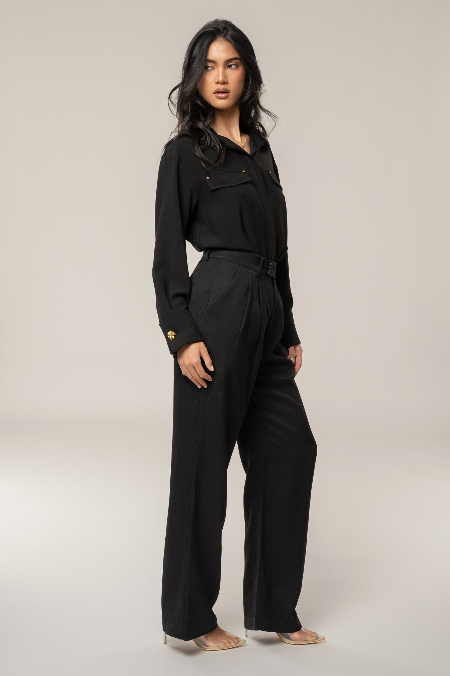 Black Axel Pleated Trouser JLUXLABEL