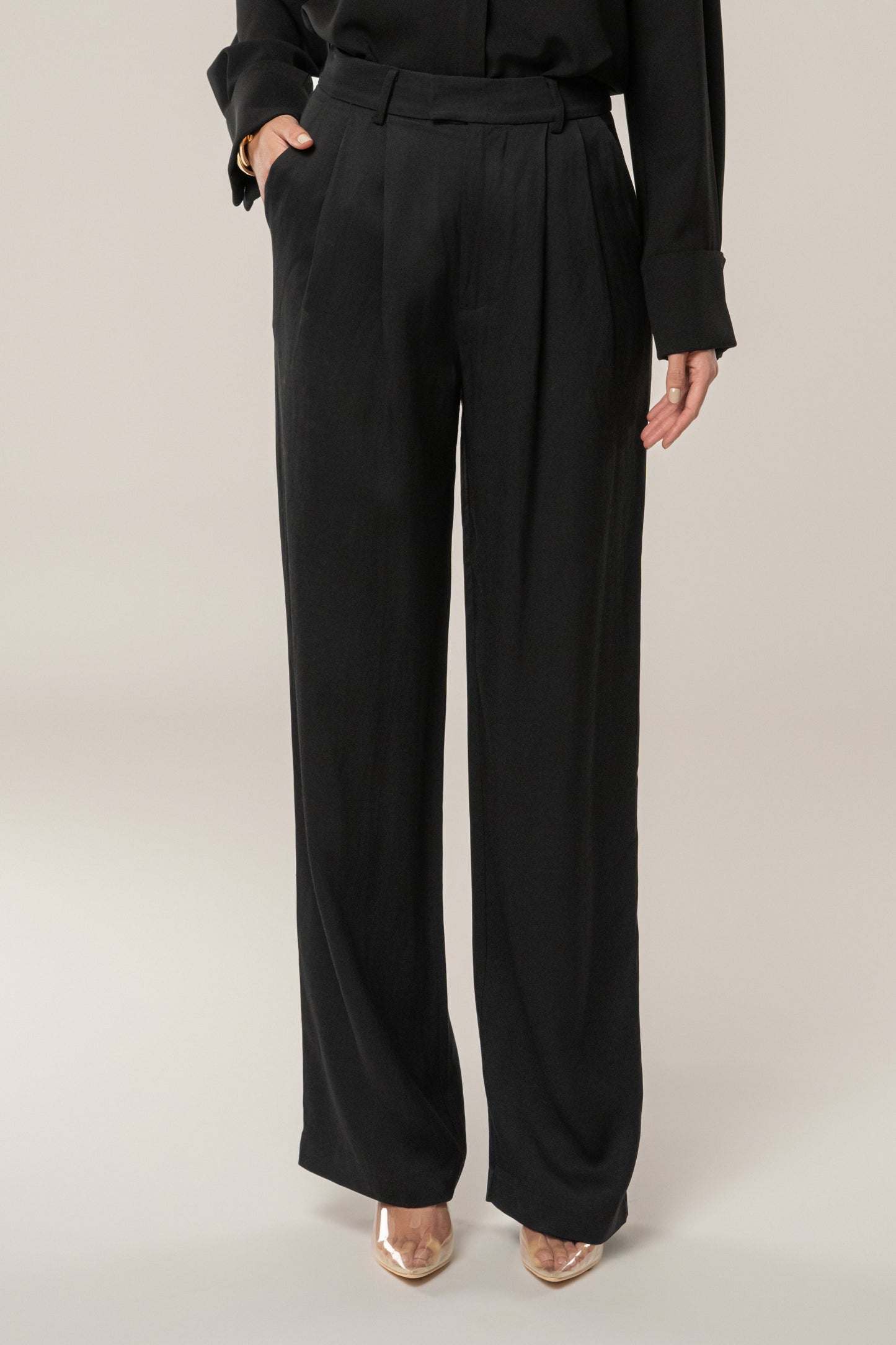 Black Axel Pleated Trouser JLUXLABEL