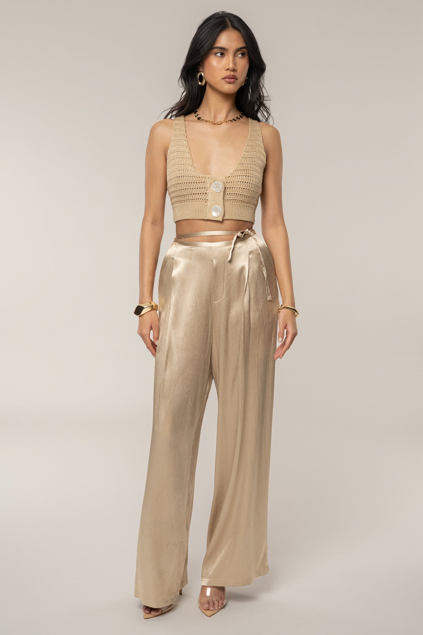 Beige Salmah Crochet Top JLUXLABEL