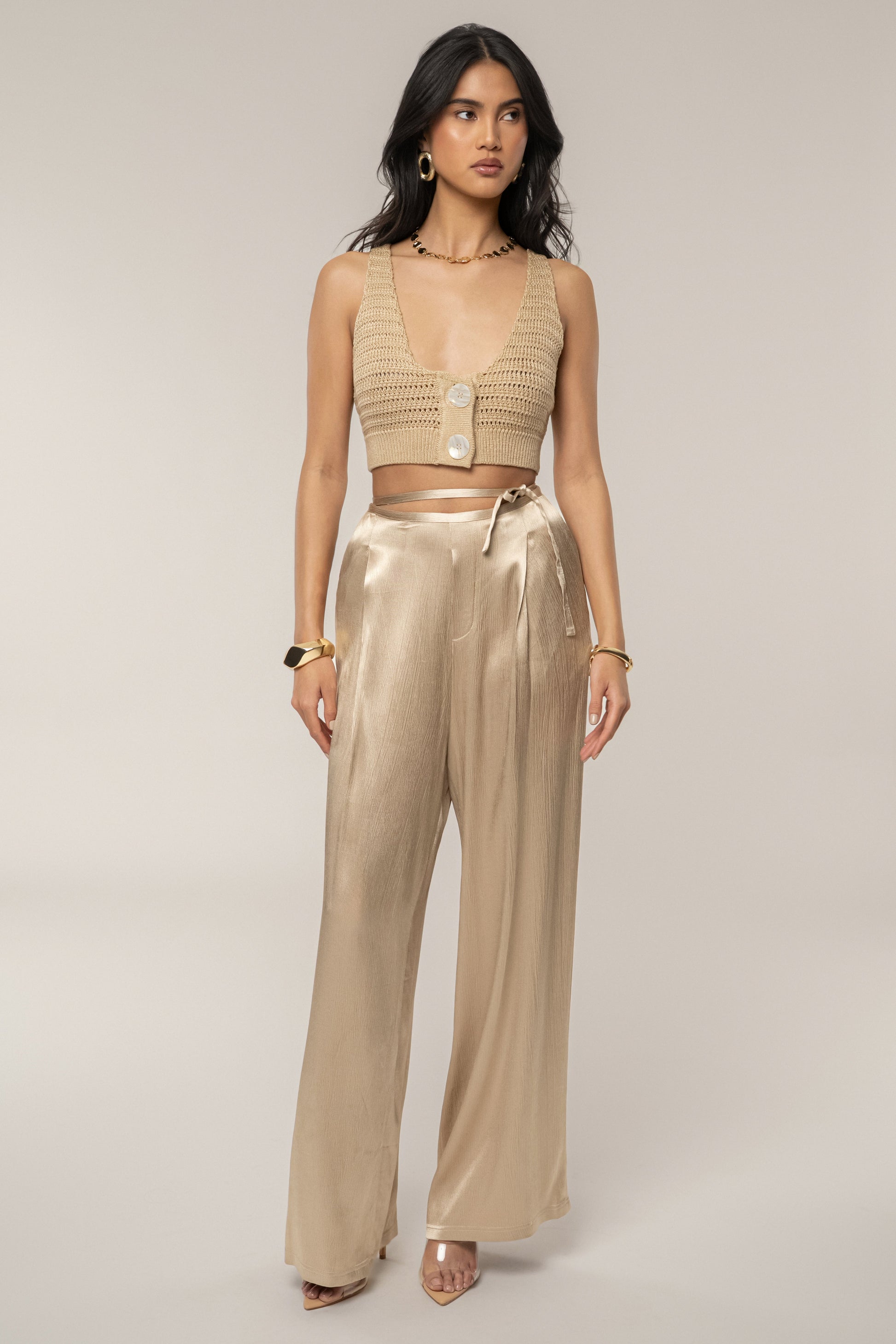 Beige Salmah Crochet Top JLUXLABEL