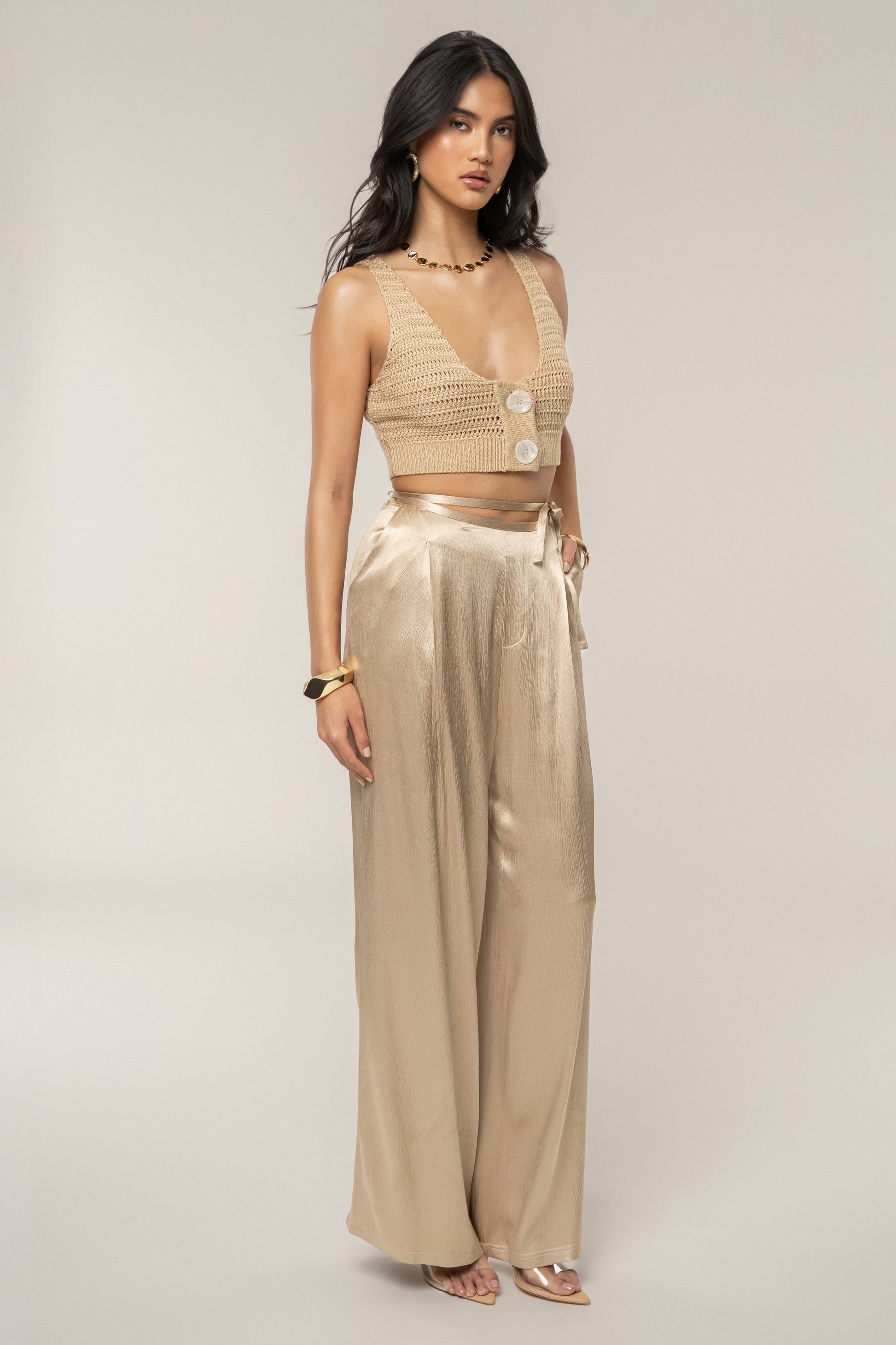 Beige Salmah Crochet Top JLUXLABEL