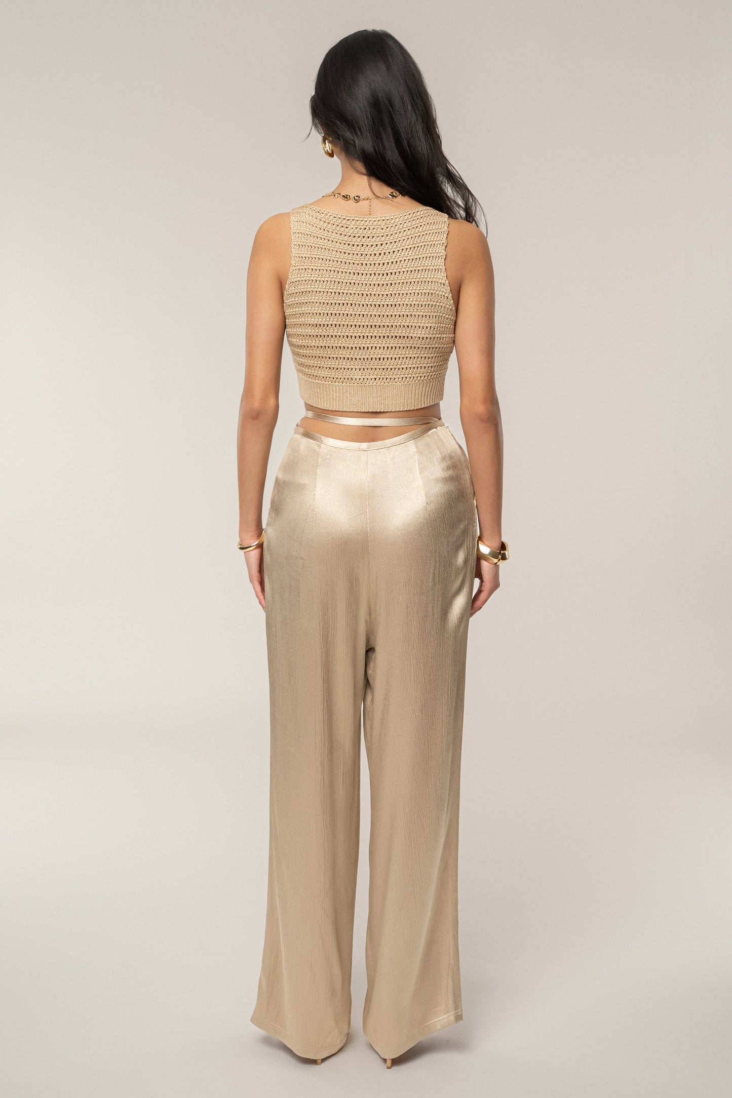 Beige Salmah Crochet Top JLUXLABEL