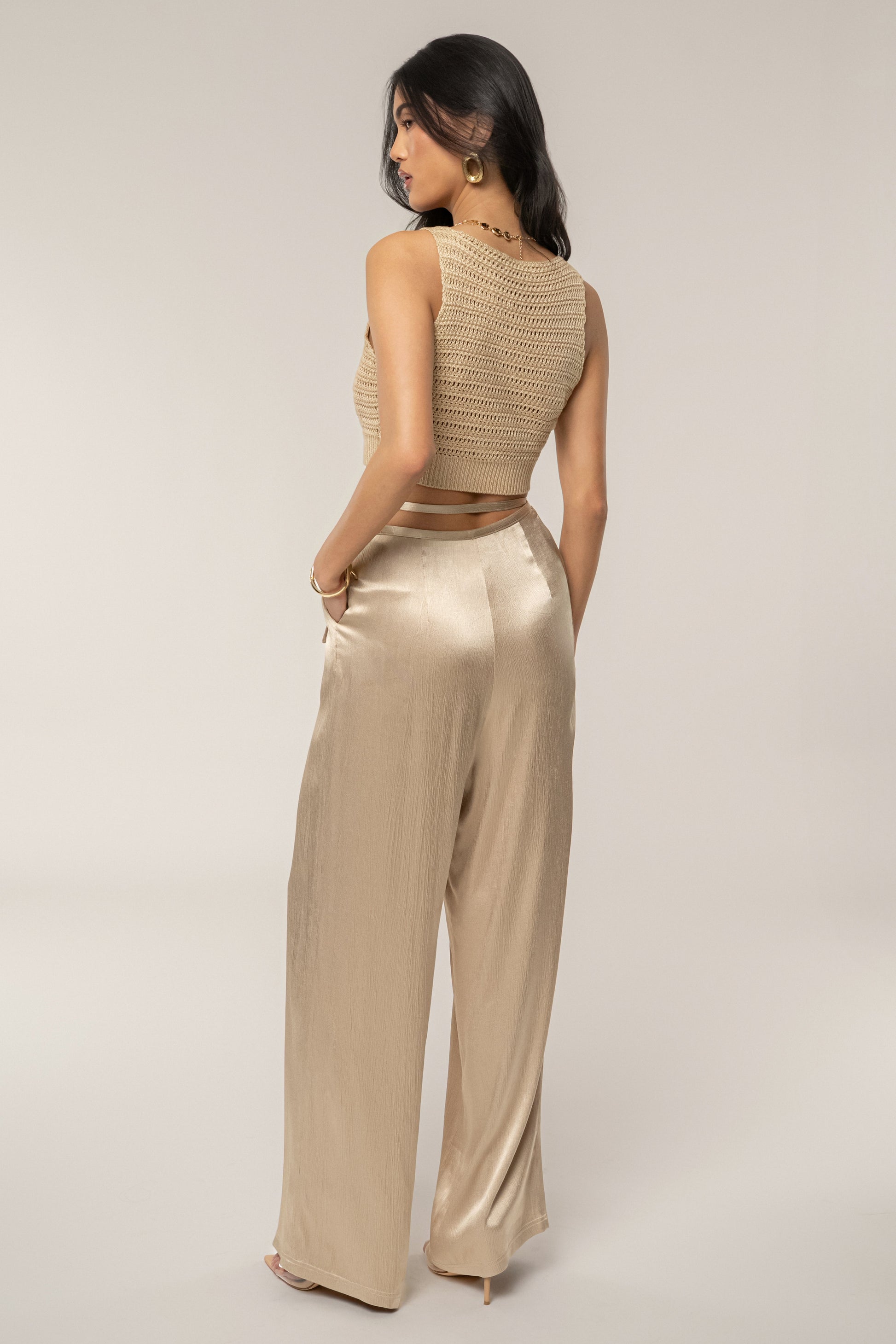 Beige Salmah Crochet Top JLUXLABEL