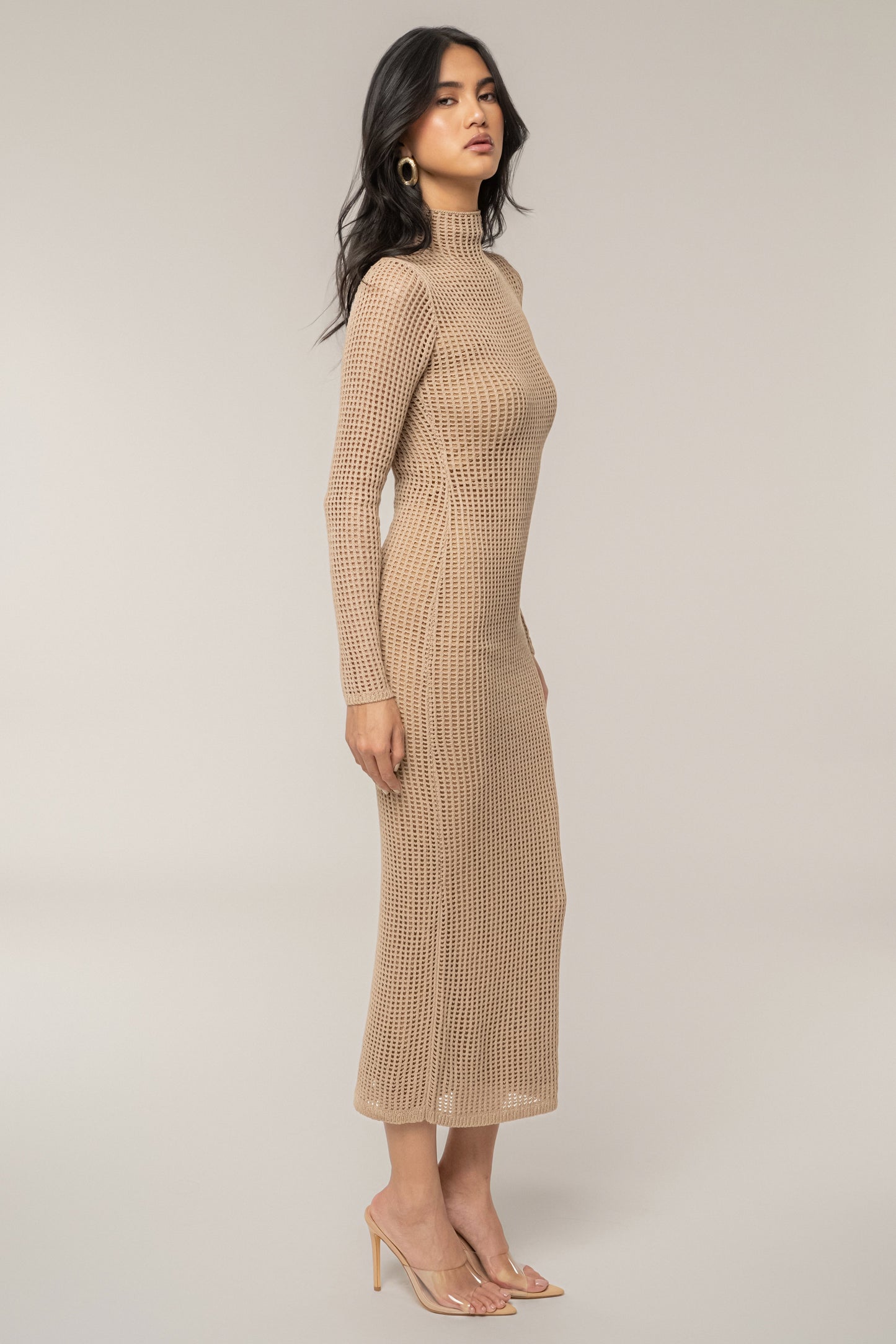 Beige Rosabelle Knit Maxi Dress JLUXLABEL