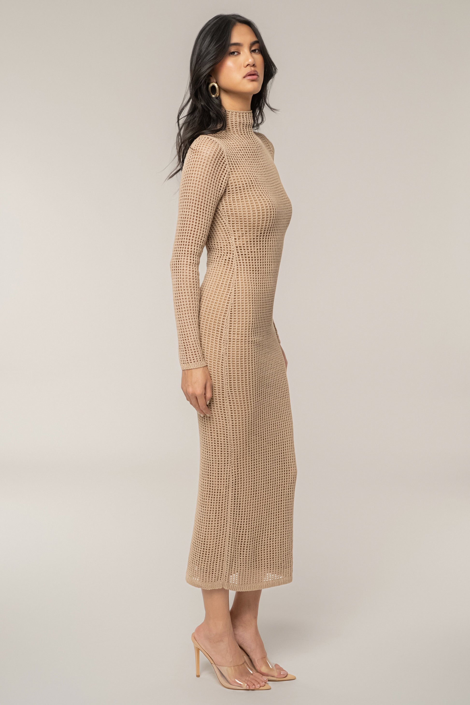 Beige Rosabelle Knit Maxi Dress JLUXLABEL