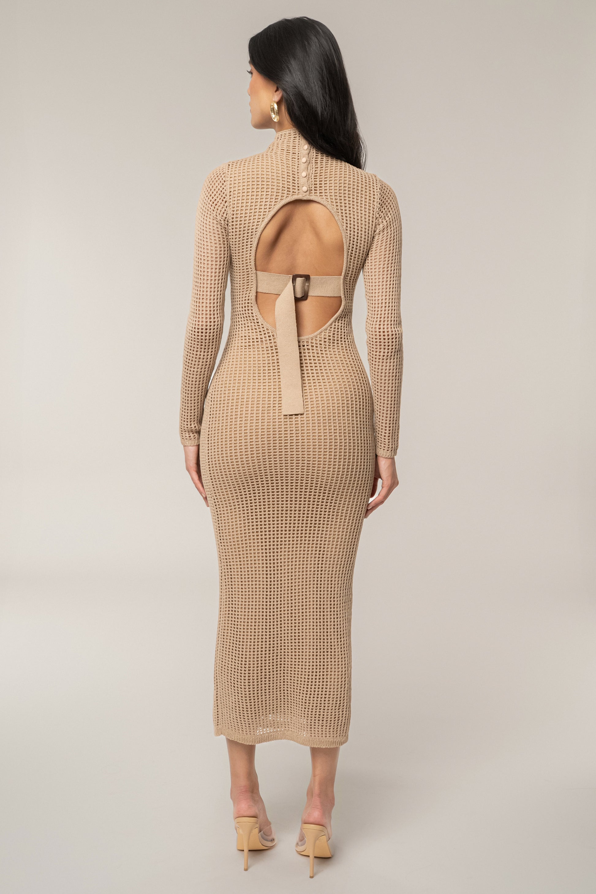 Beige Rosabelle Knit Maxi Dress JLUXLABEL