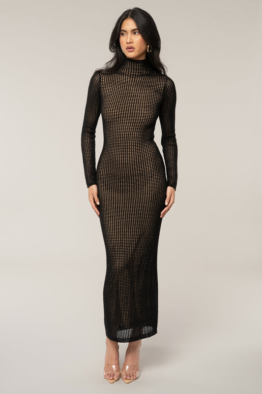 Black Rosabelle Knit Maxi Dress JLUXLABEL