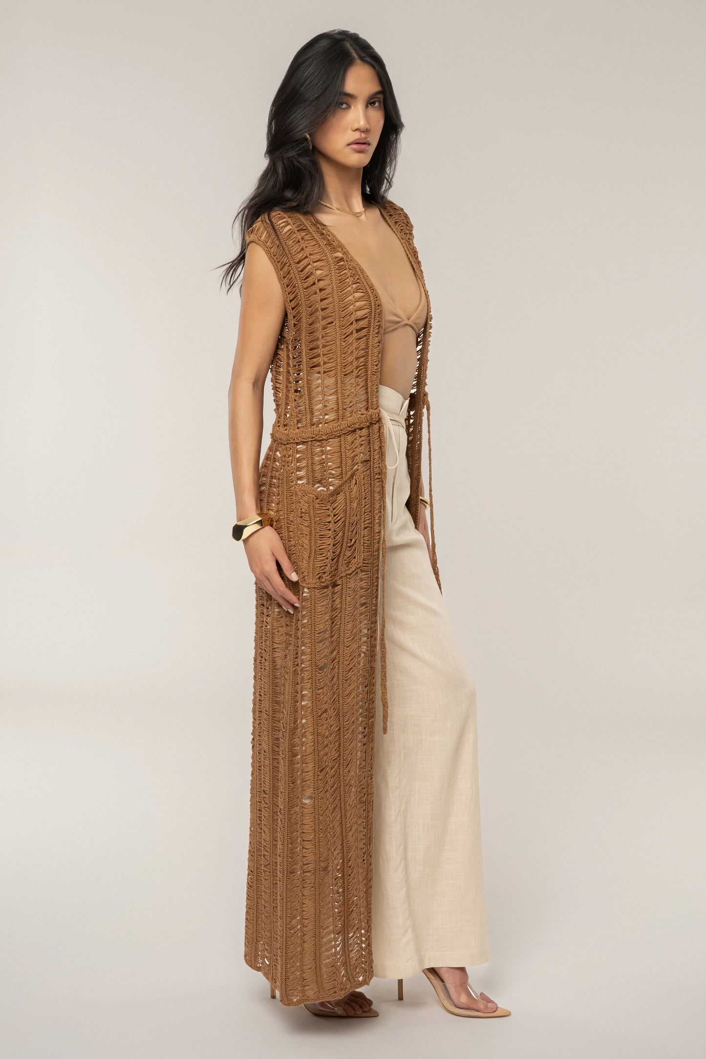 Taupe Marcelle Crochet Maxi Dress JLUXLABEL