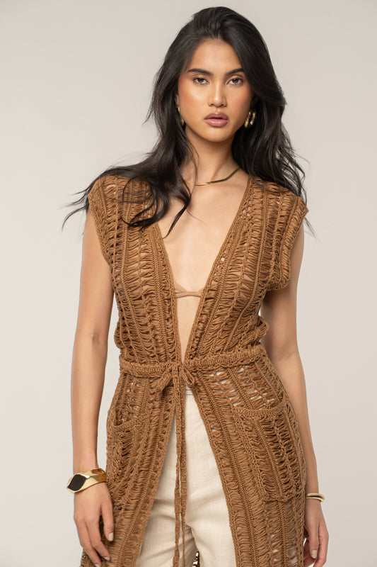 Taupe Marcelle Crochet Maxi Dress JLUXLABEL