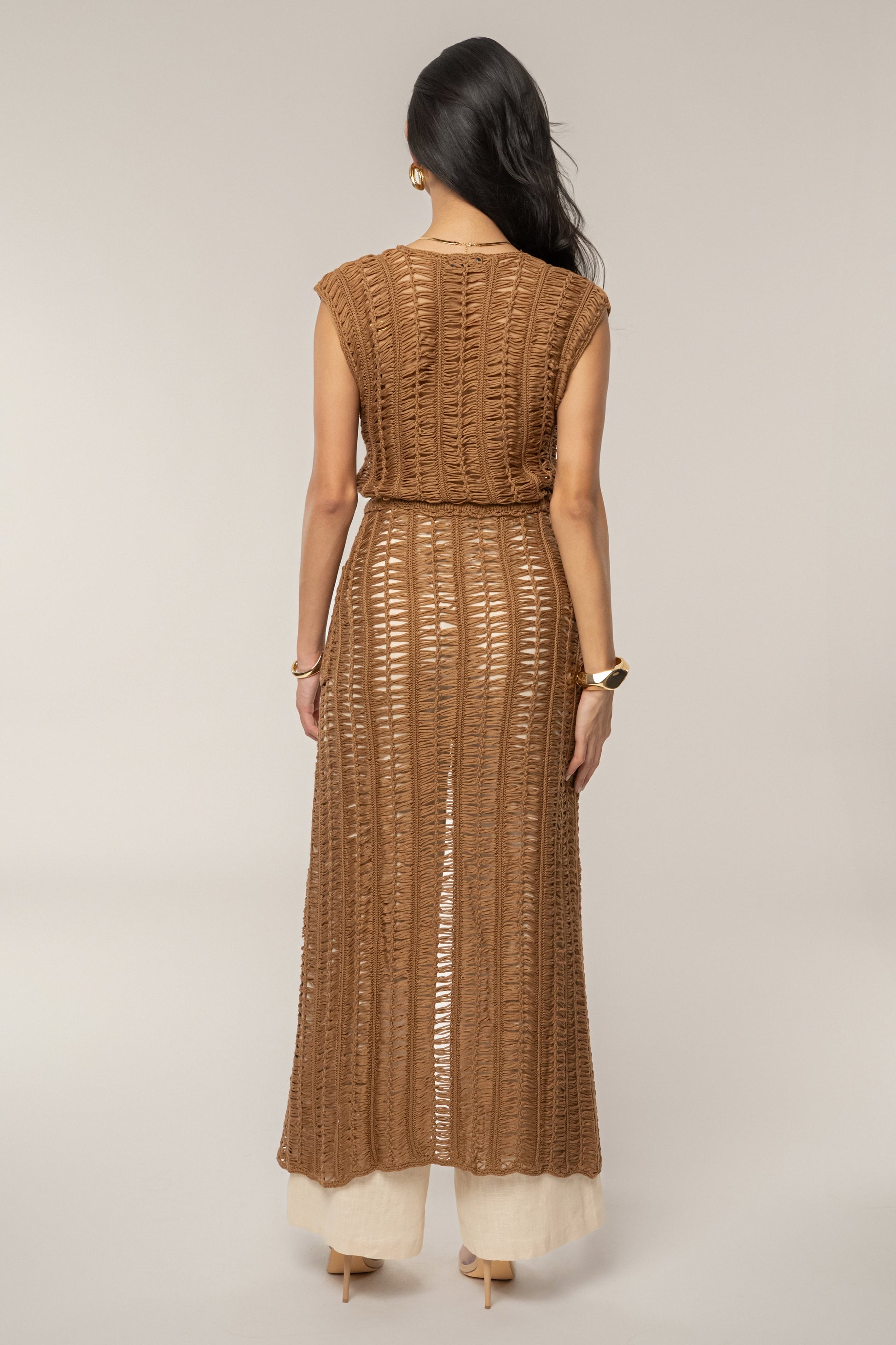 Taupe Marcelle Crochet Maxi Dress JLUXLABEL