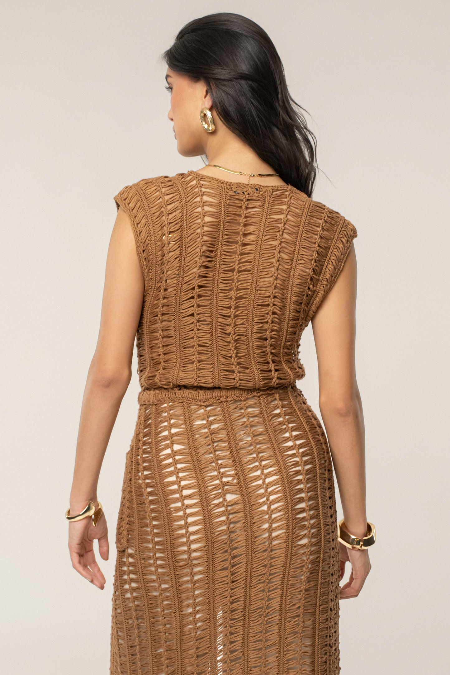 Taupe Marcelle Crochet Maxi Dress JLUXLABEL