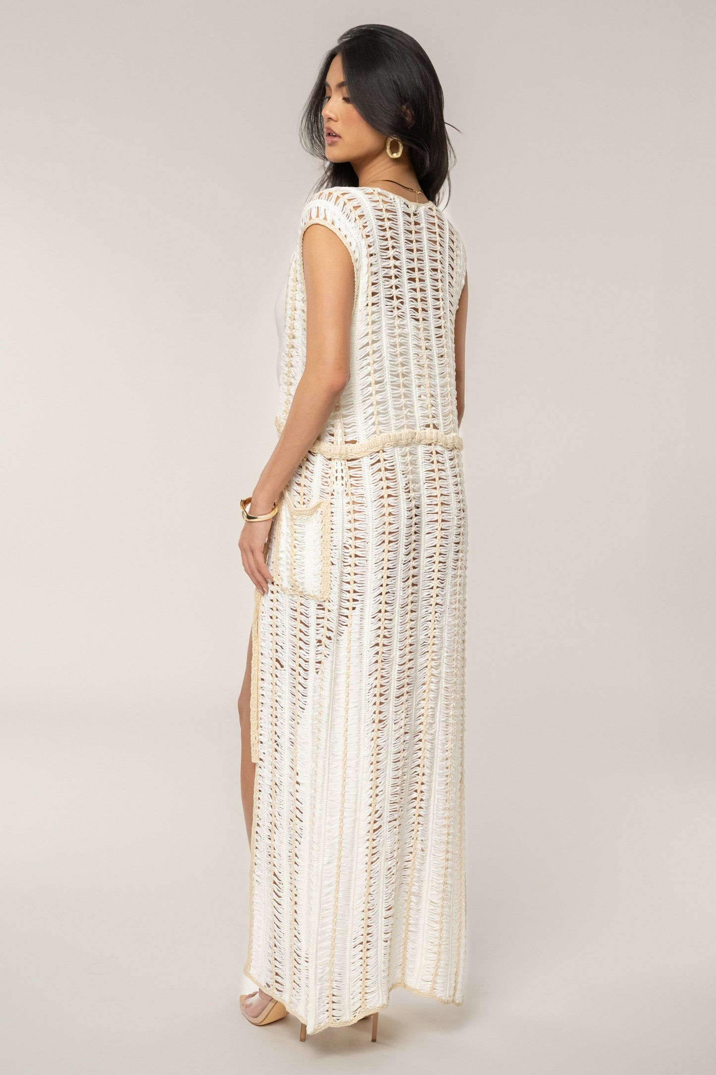 Ivory/Beige Marcelle Crochet Maxi Dress JLUXLABEL