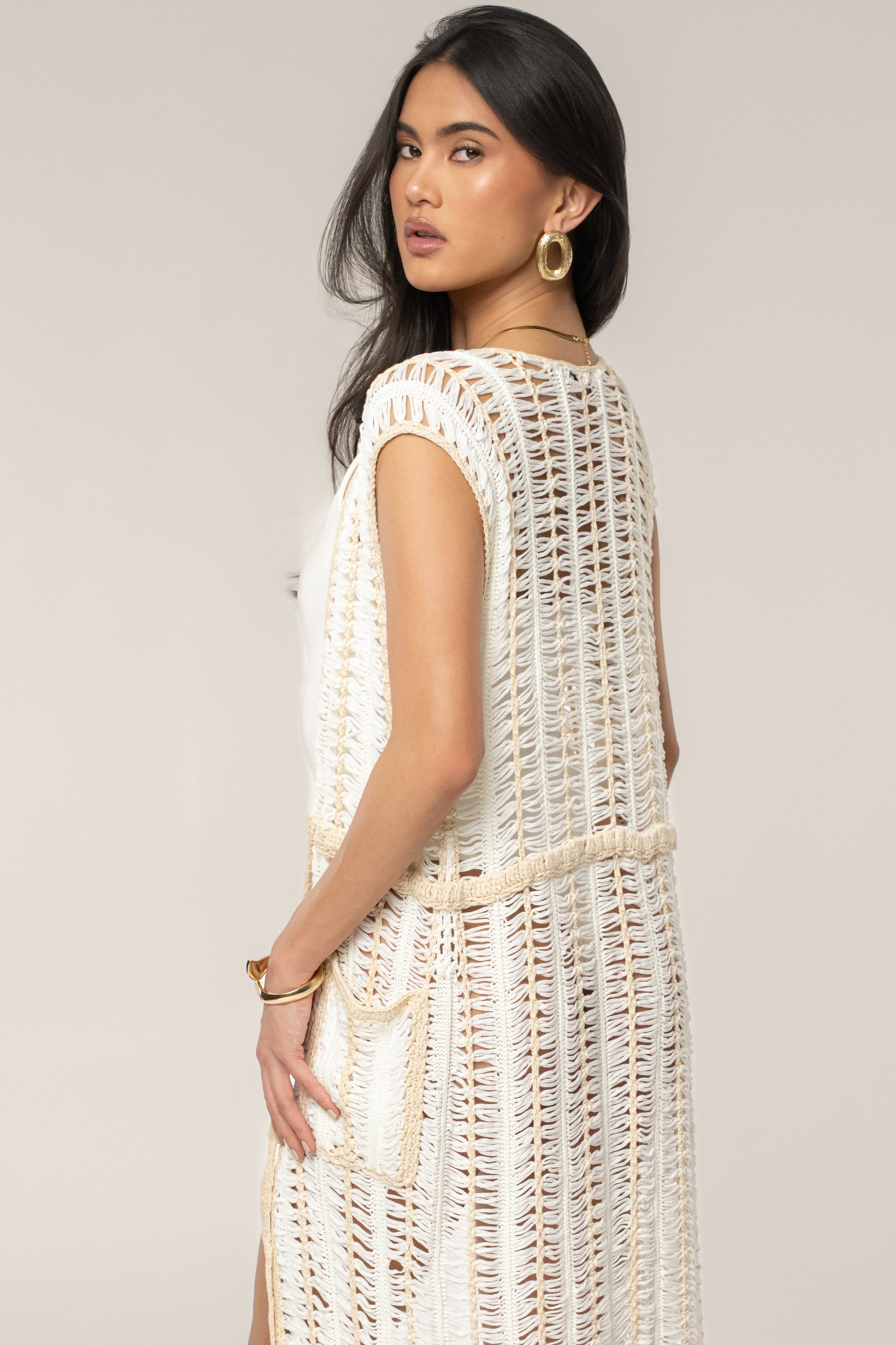 Ivory/Beige Marcelle Crochet Maxi Dress JLUXLABEL