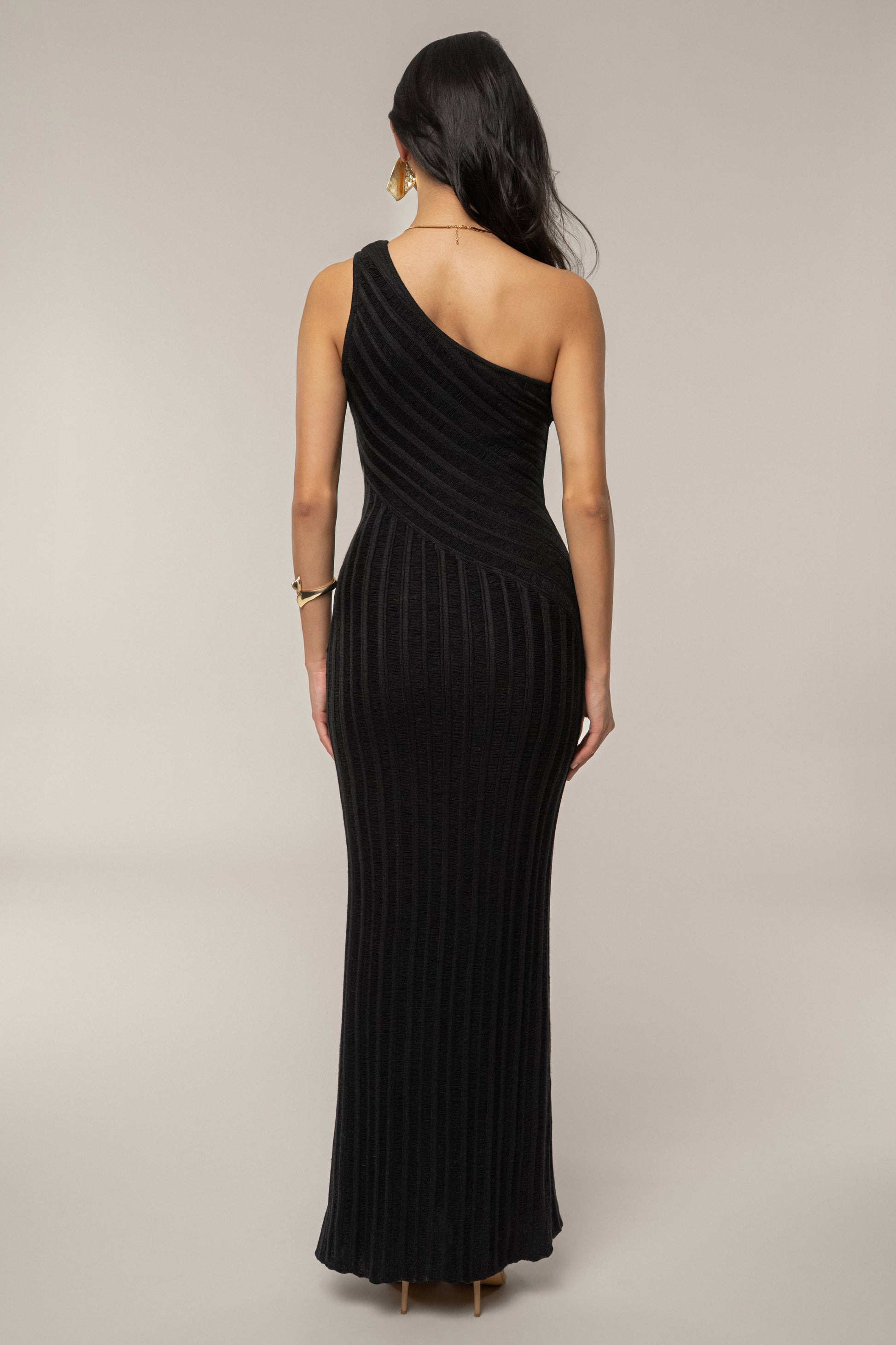 Black Fringe Knit Maxi Dress JLUXLABEL