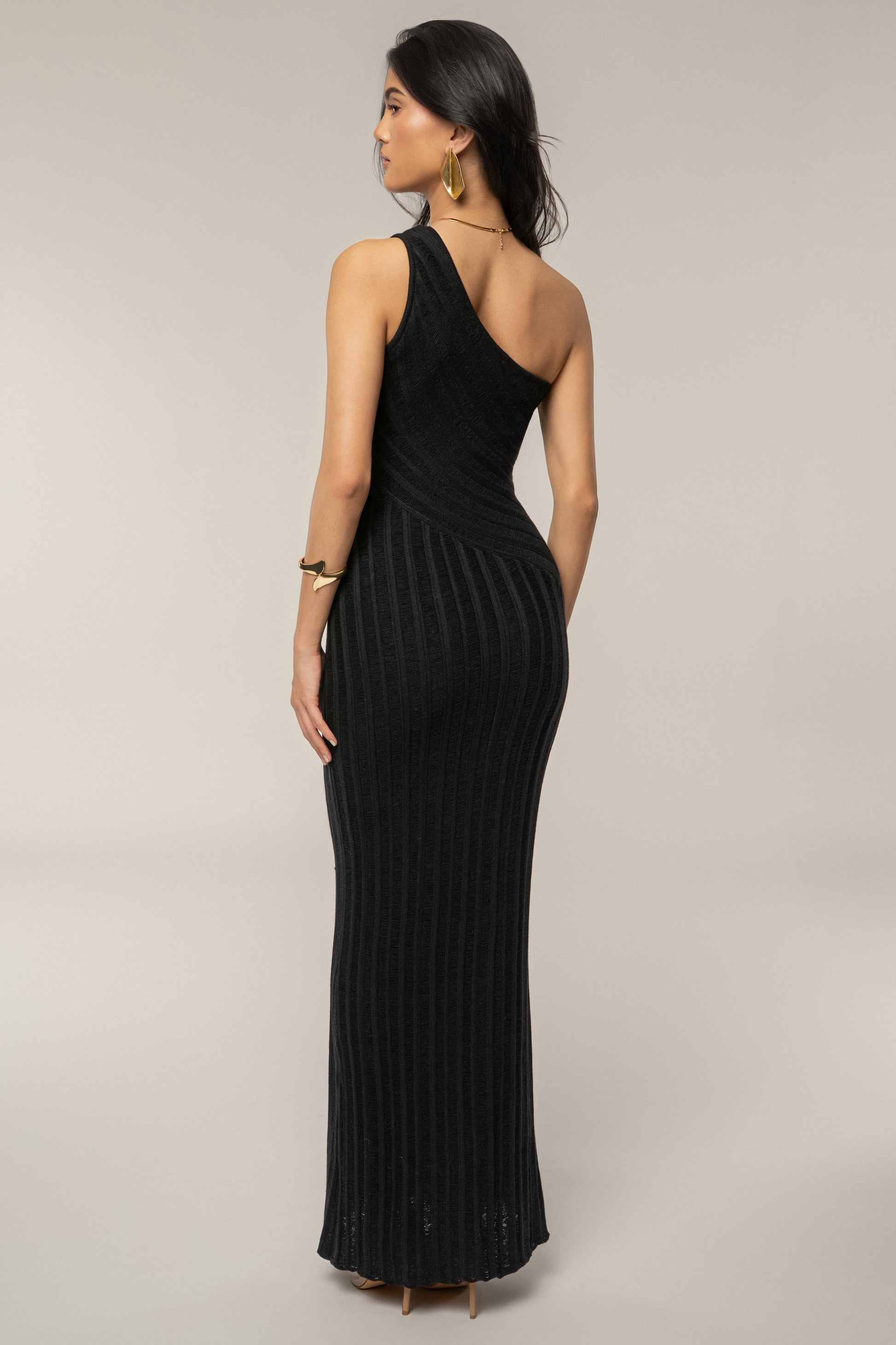 Black Fringe Knit Maxi Dress JLUXLABEL