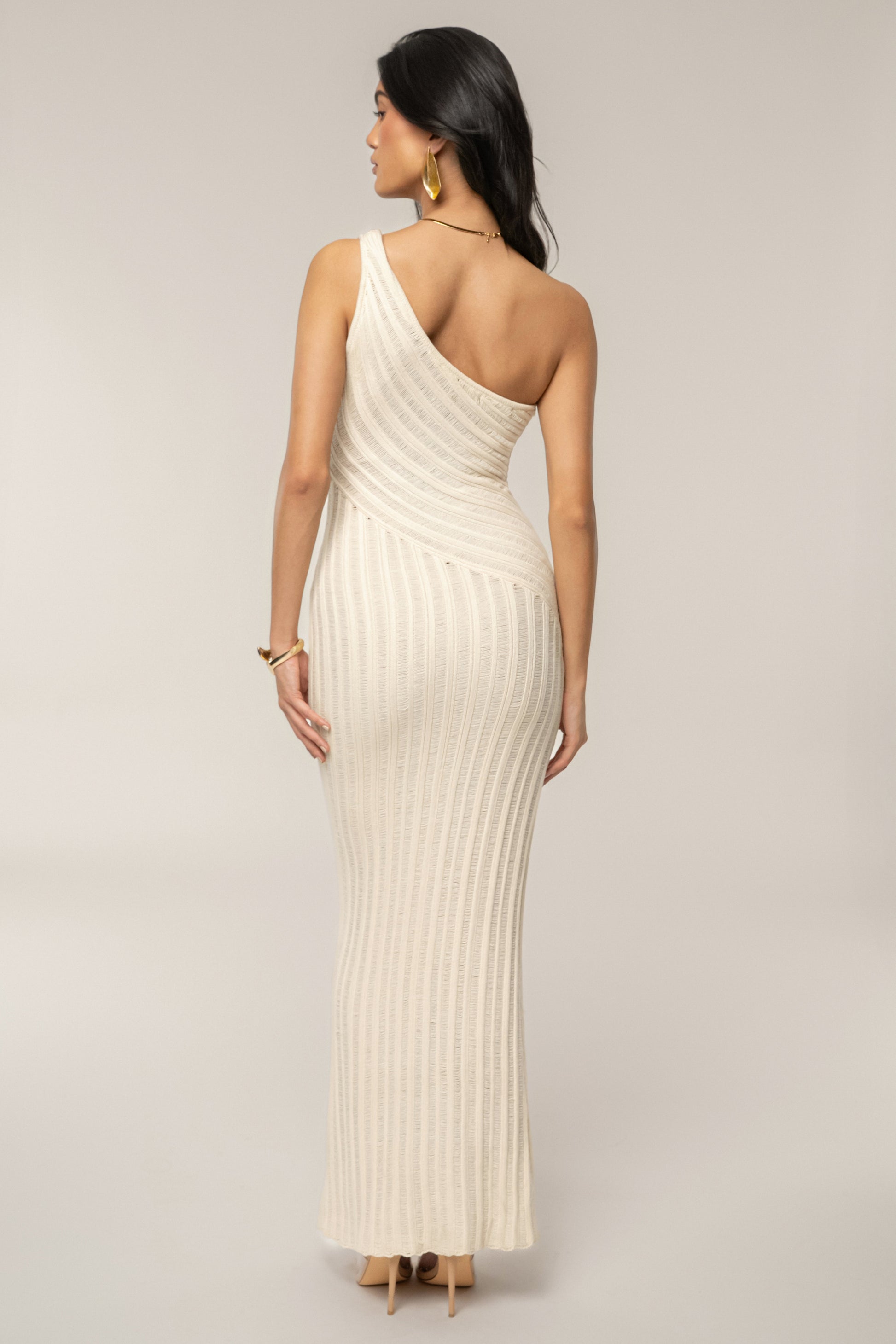 Ivory Fringe Knit Maxi Dress JLUXLABEL