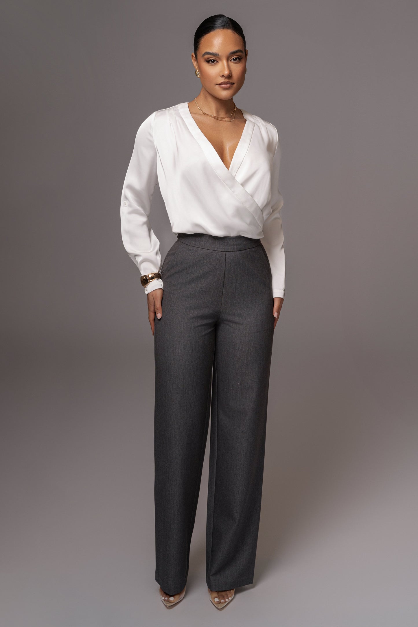 Grey Status Belted Pants JLUXLABEL