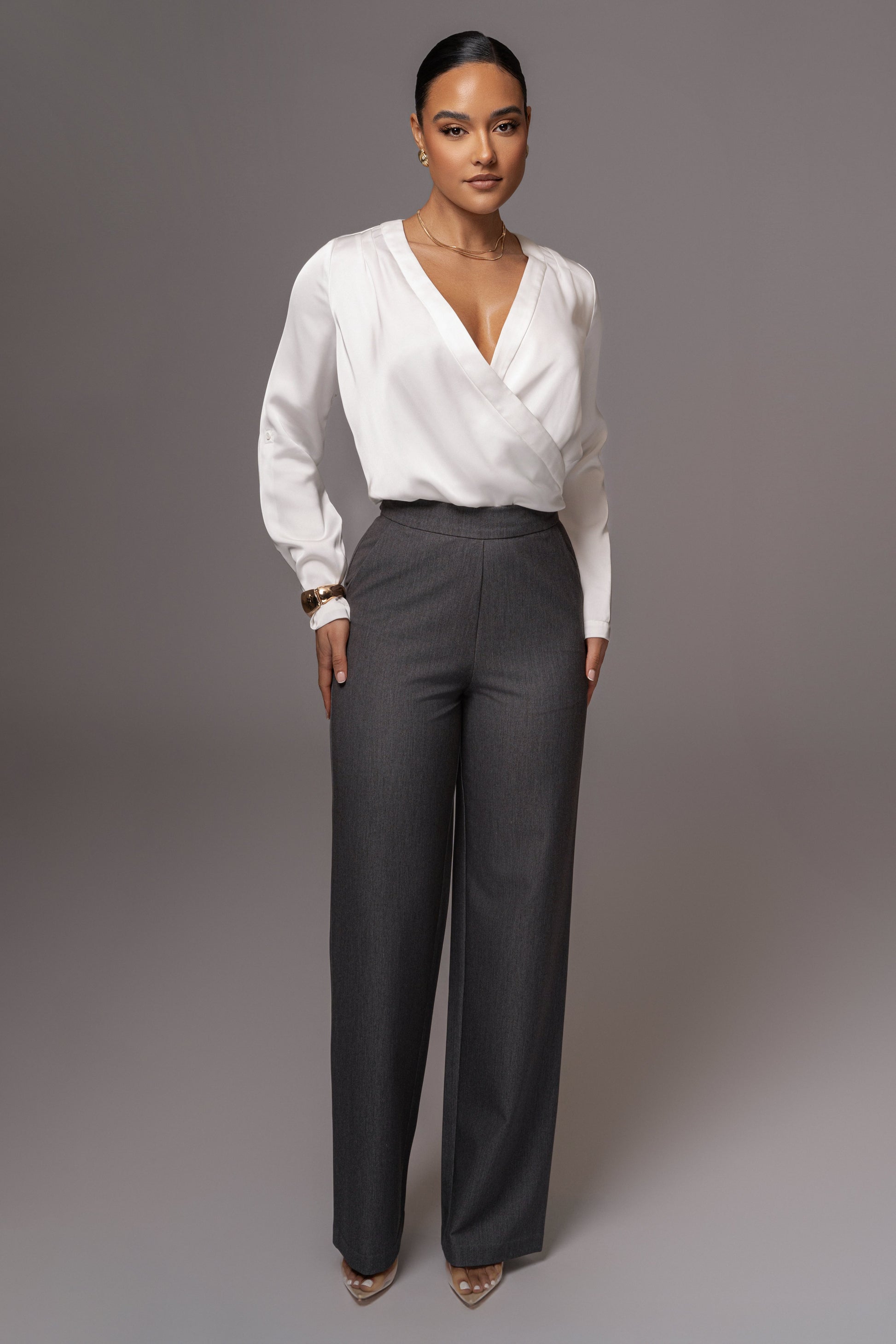 Grey Status Belted Pants JLUXLABEL